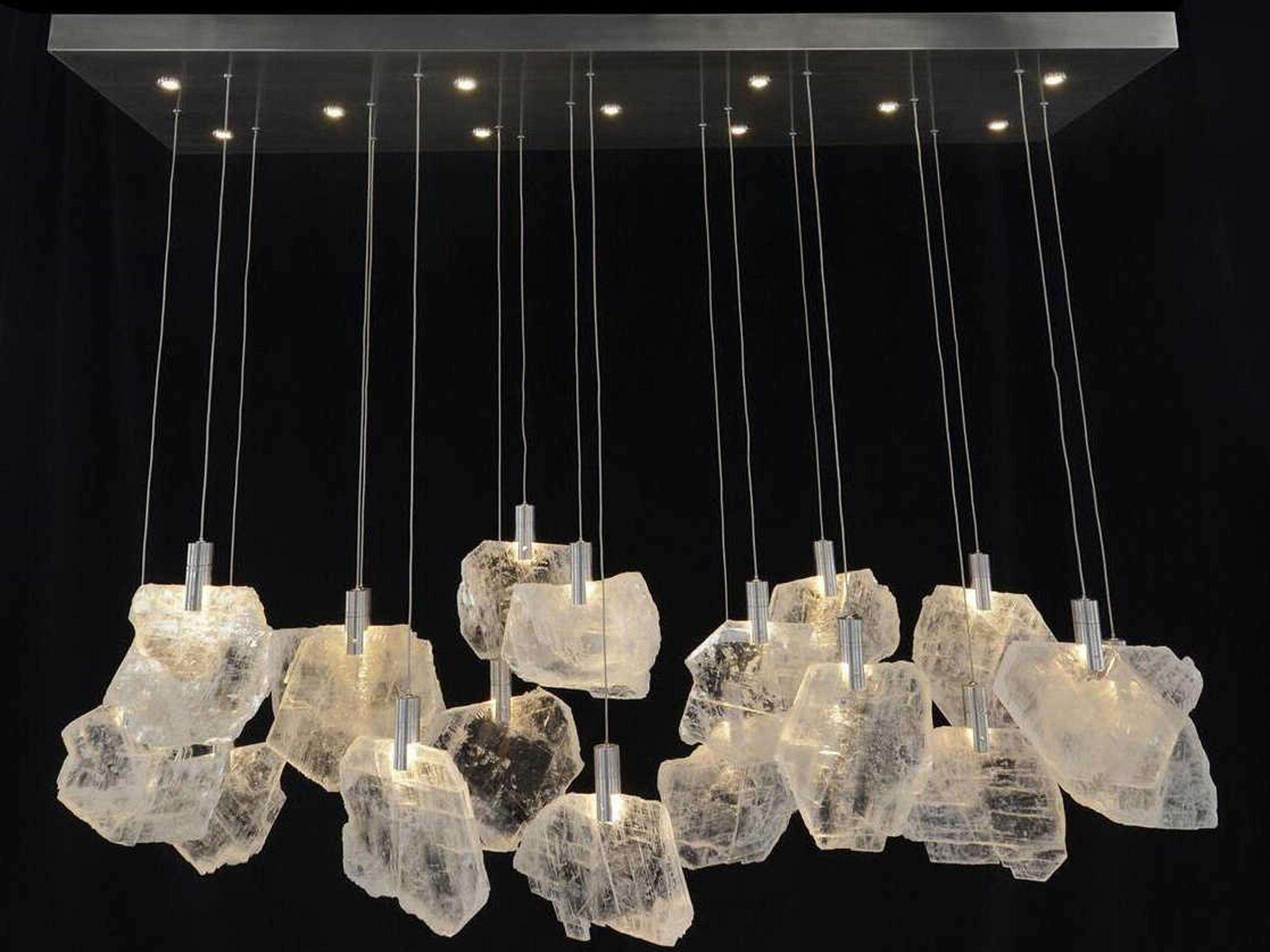 John Richard Moonlight Sonata 29-Light Silver Crystal LED Linear Island Pendant