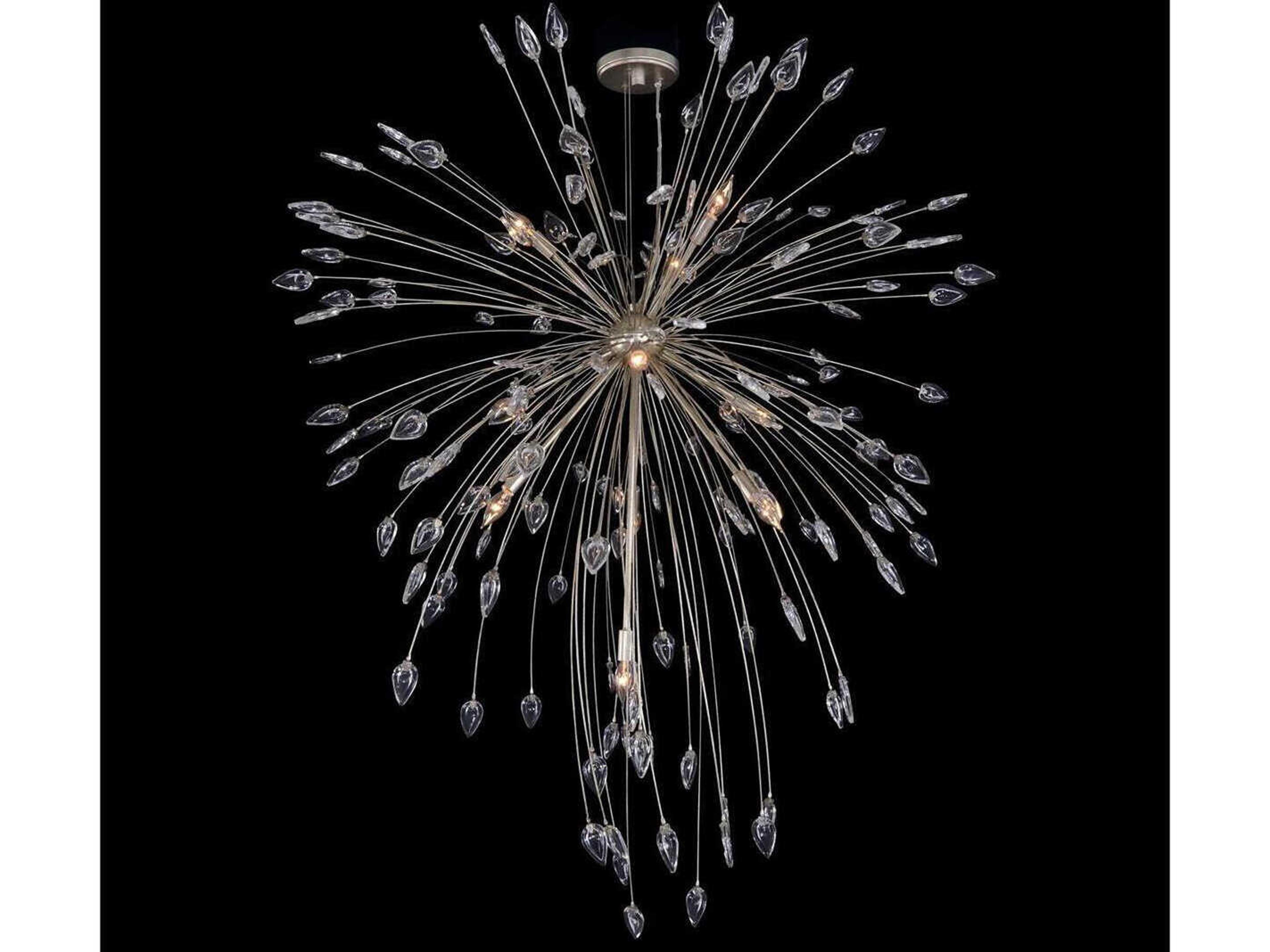 John Richard Reveille 10-Light Silver Nickel Crystal Sputnik Pendant
