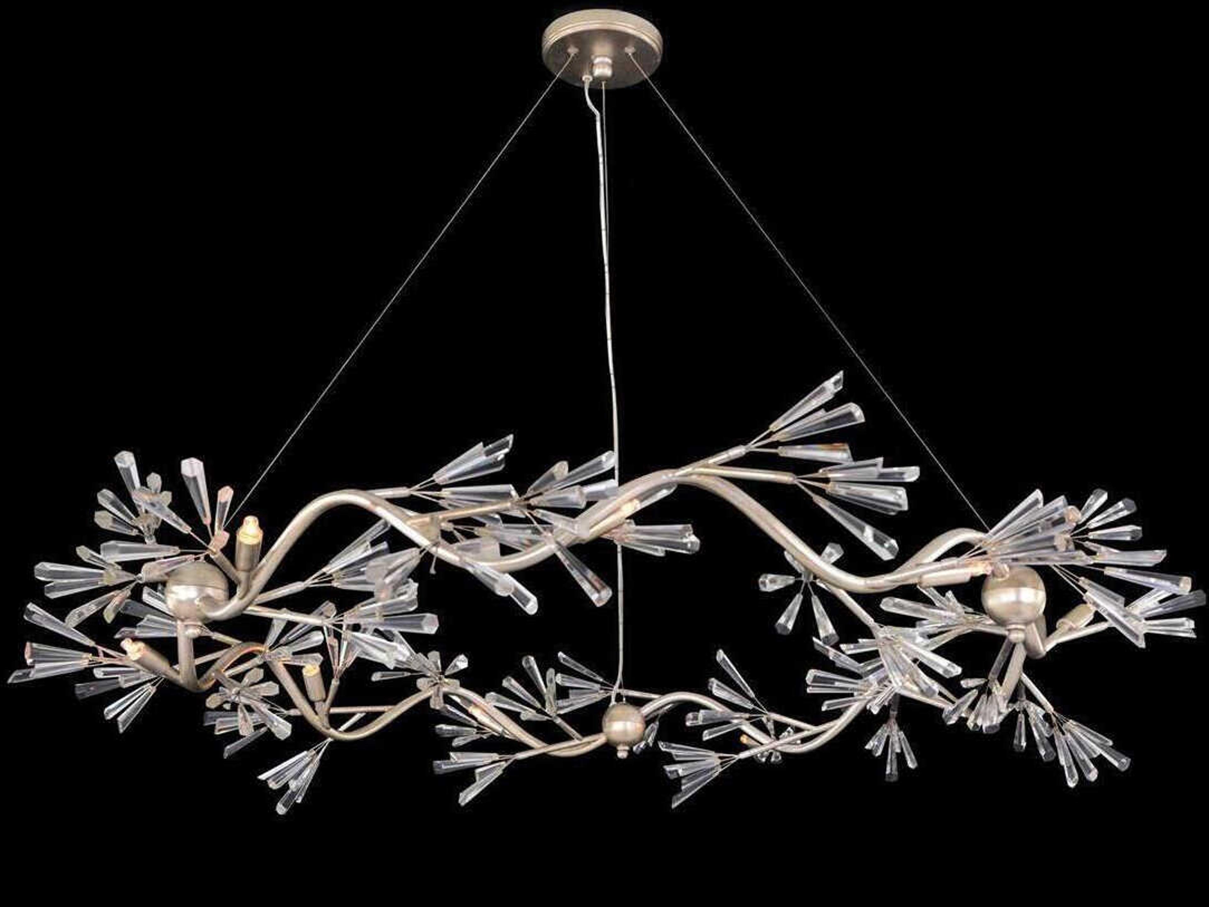 John Richard Luna Crystal Wand Branched 9-Light Antiqued Silver Chandelier