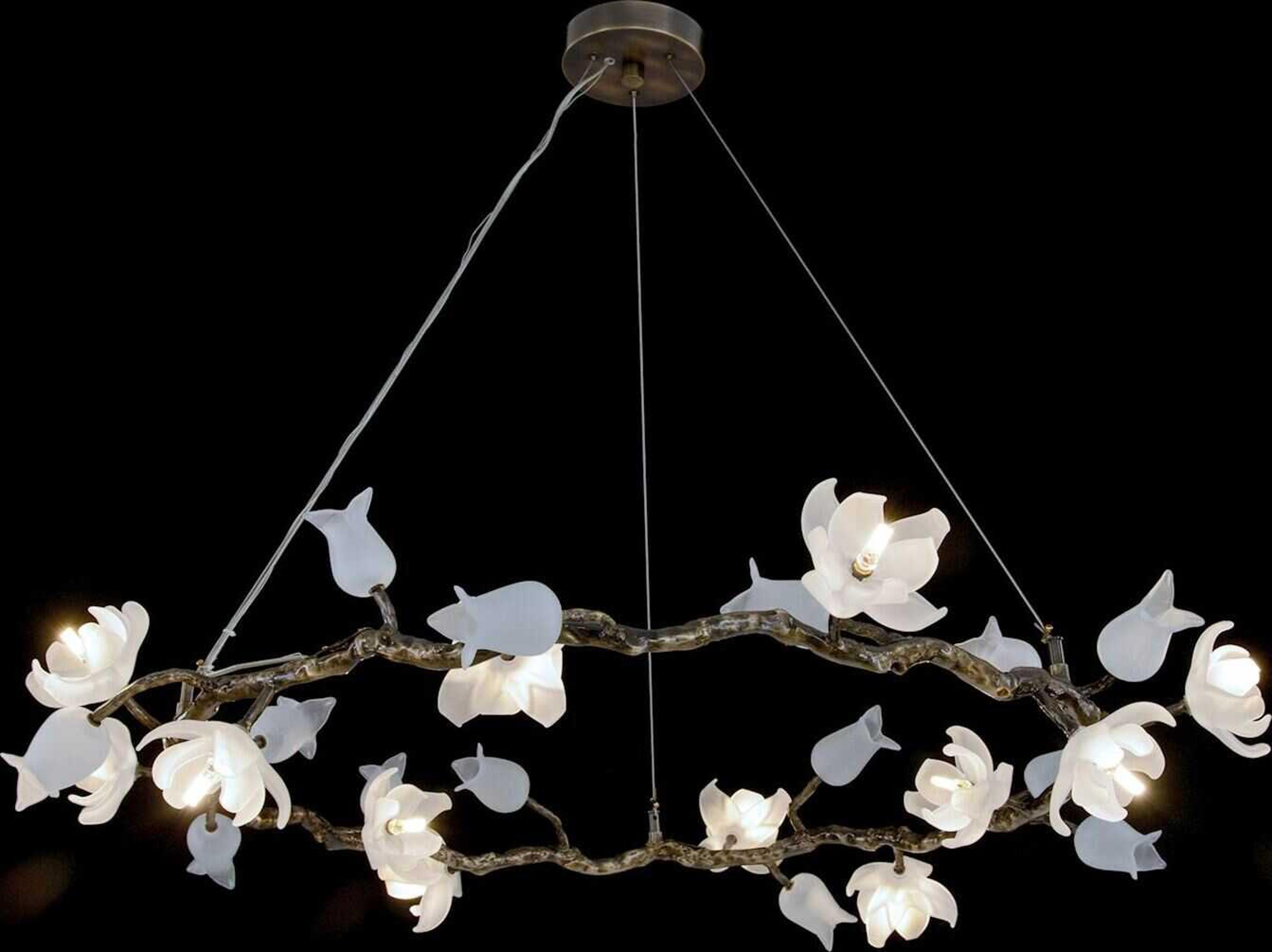 John Richard Mark McDowell Churippu Magnolia & Tulip 7-Light Bronze Glass LED Chandelier