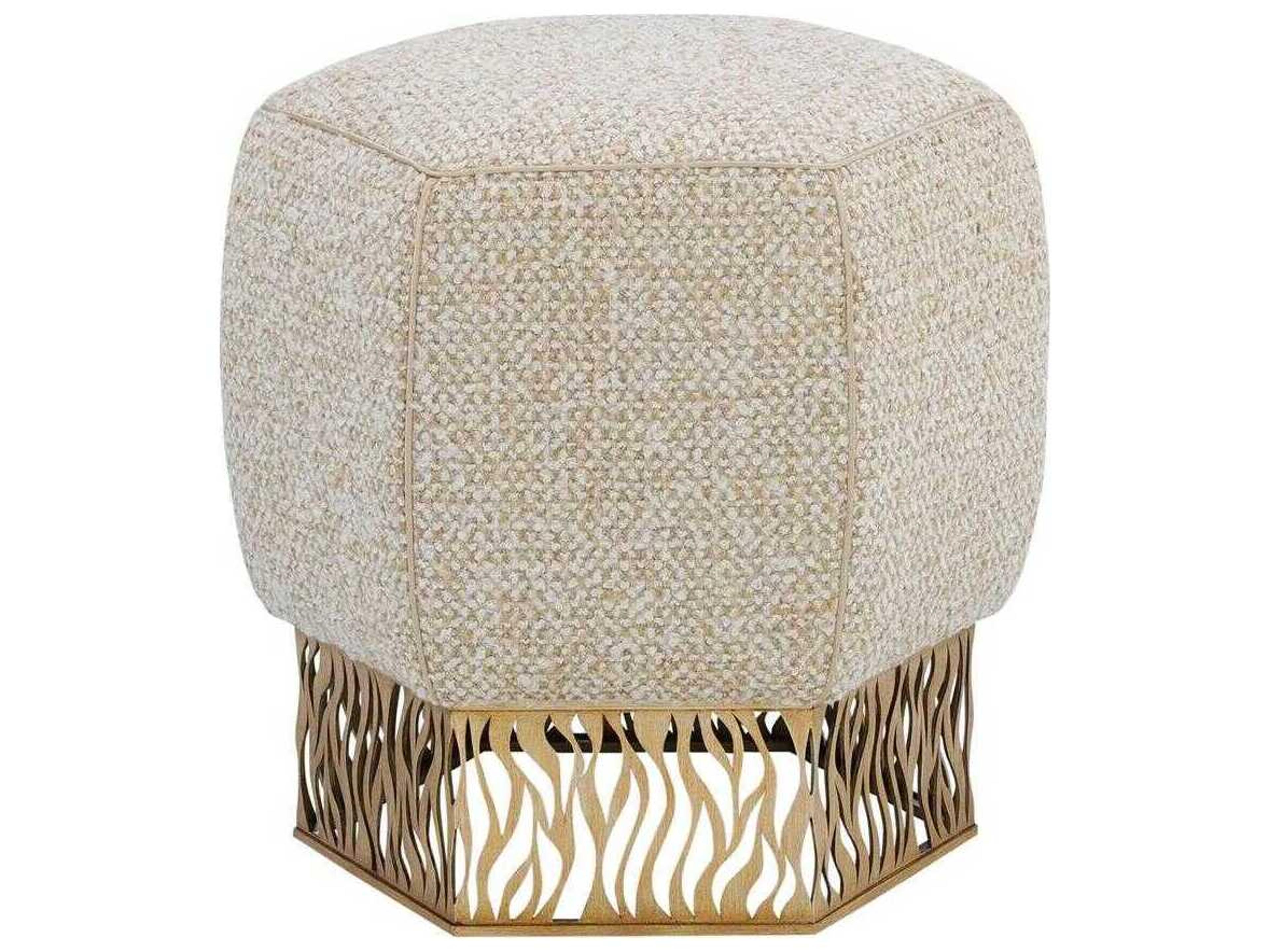 John Richard Honeycomb Cream Upholstered Ottoman