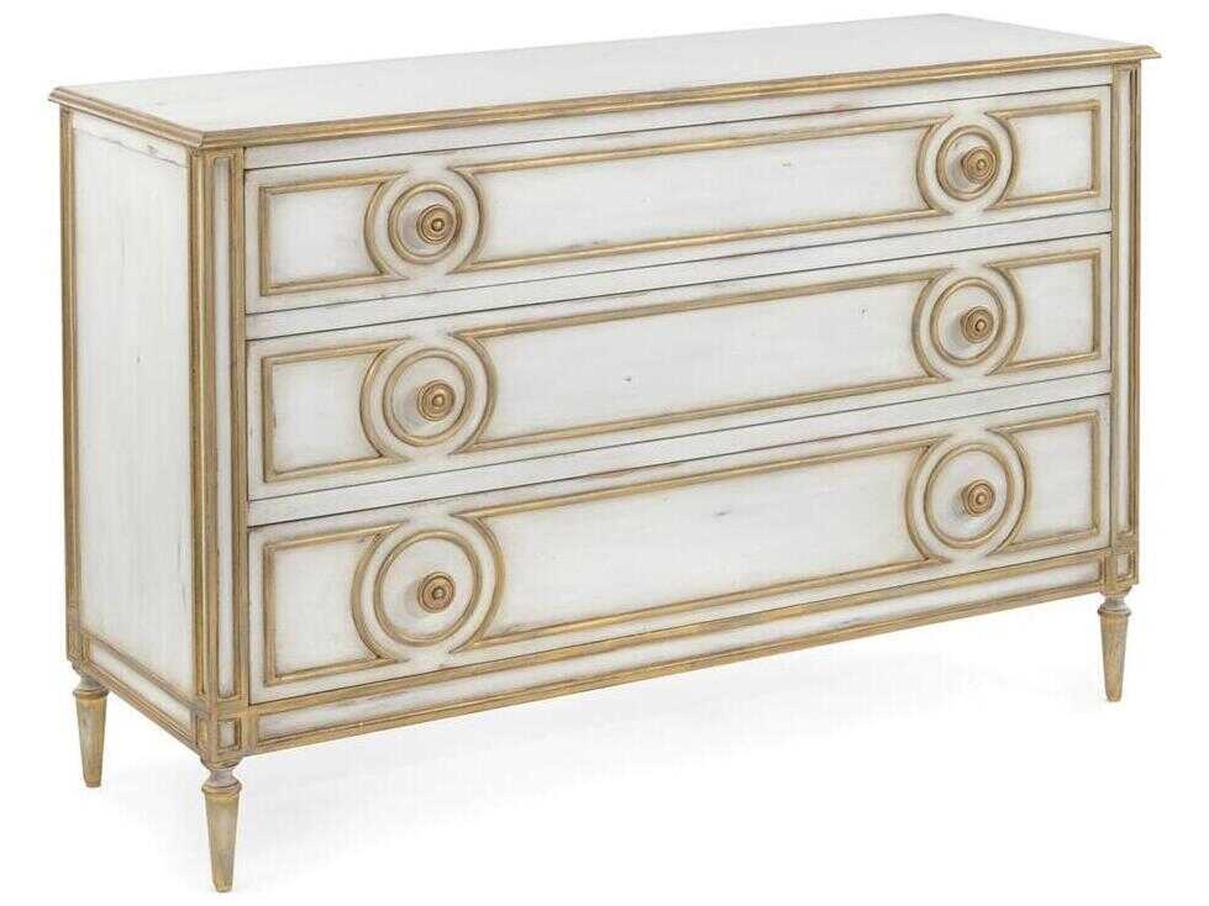 John Richard Mark McDowell Latour Distressed Cream Gold White Accent Chest
