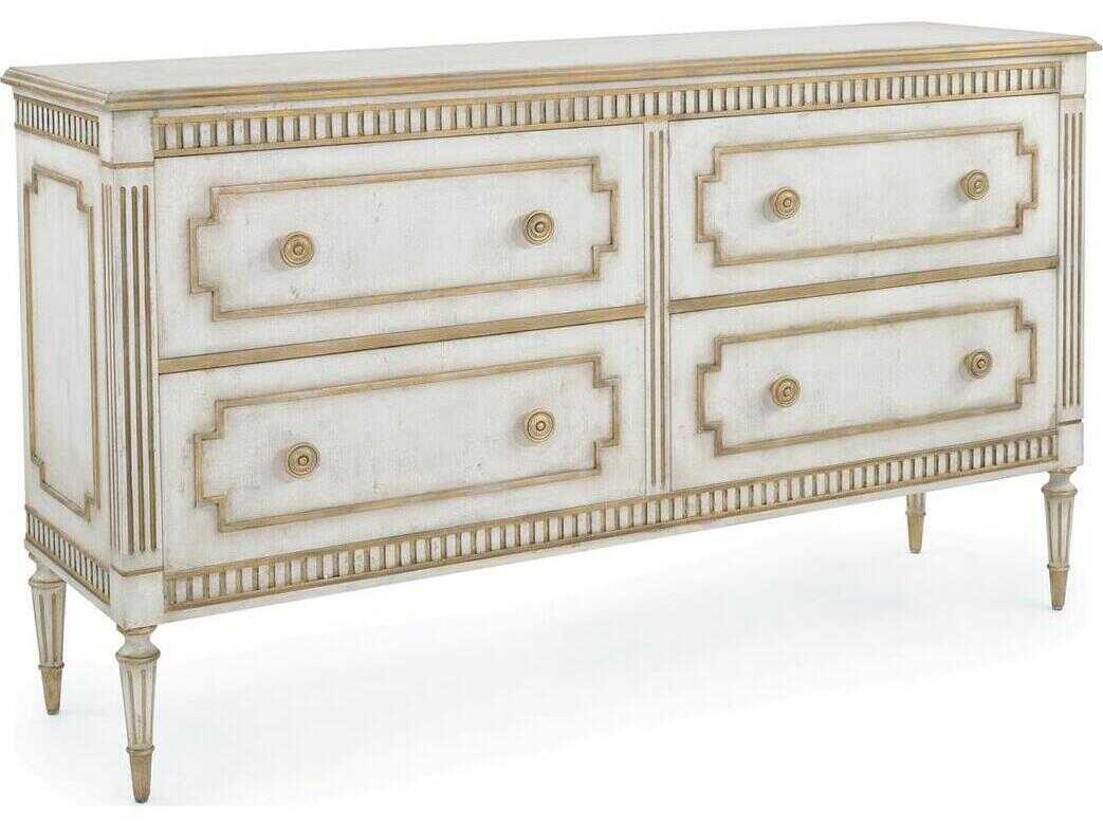 John Richard Mark McDowell Corsini 4-Drawers White Beech Wood Double Dresser