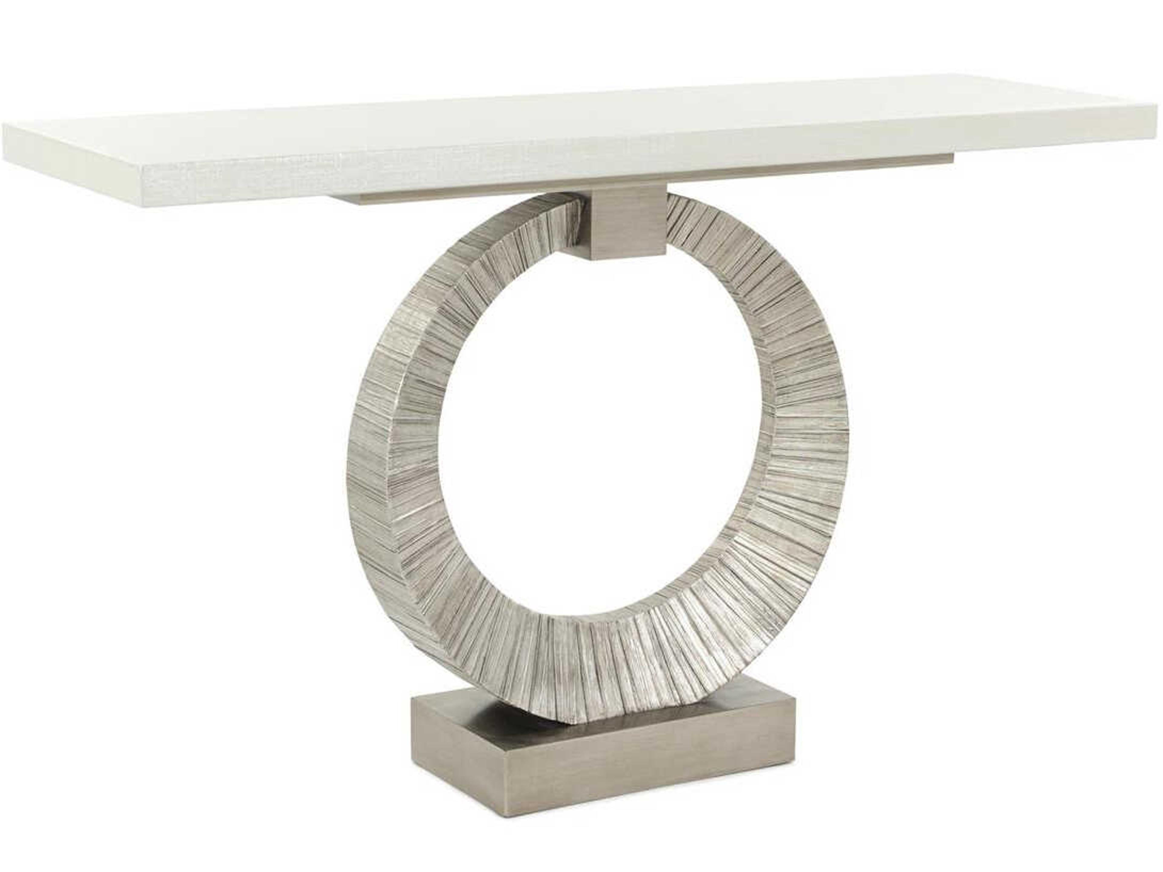 John Richard Mark McDowell Leili Rectangular Fabric Antique Pewter Console Table