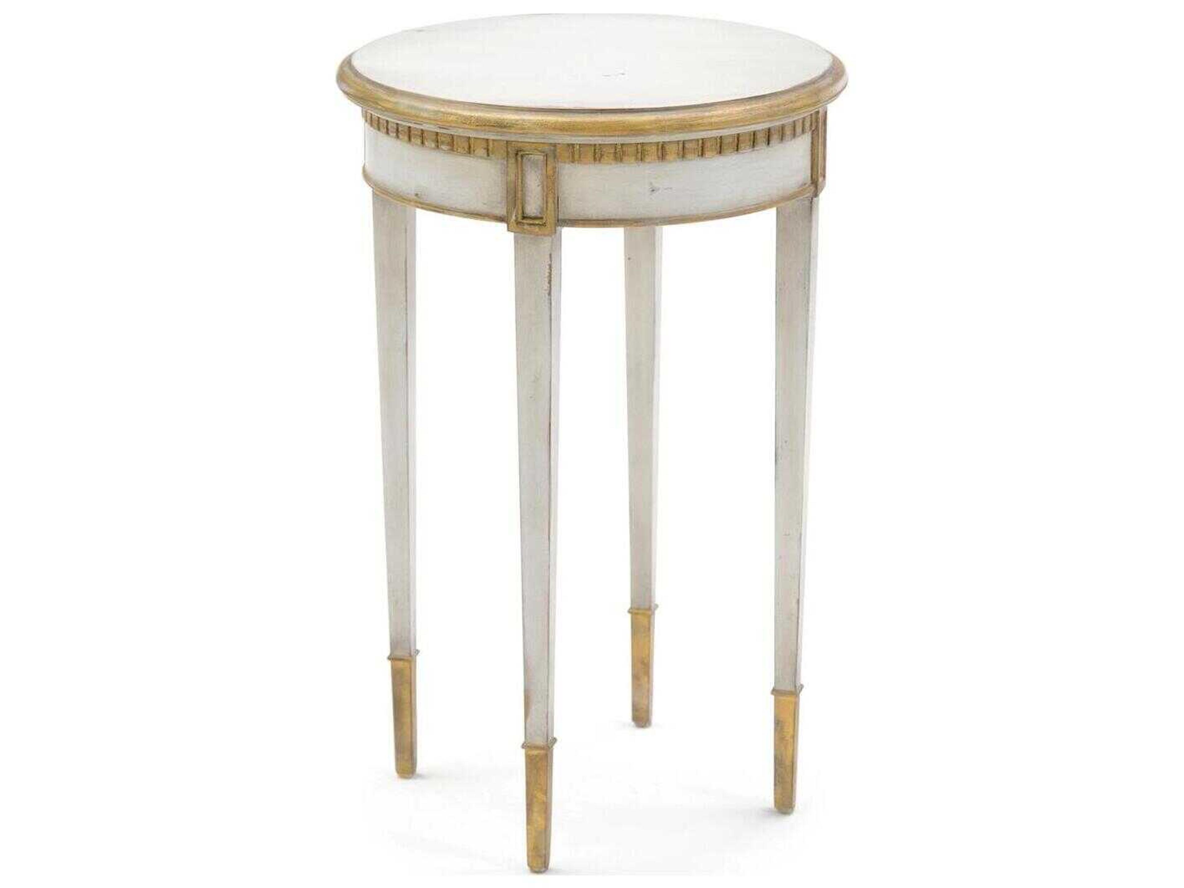 John Richard Mark McDowell Chambolle Round Wood Carlotta Gold End Table
