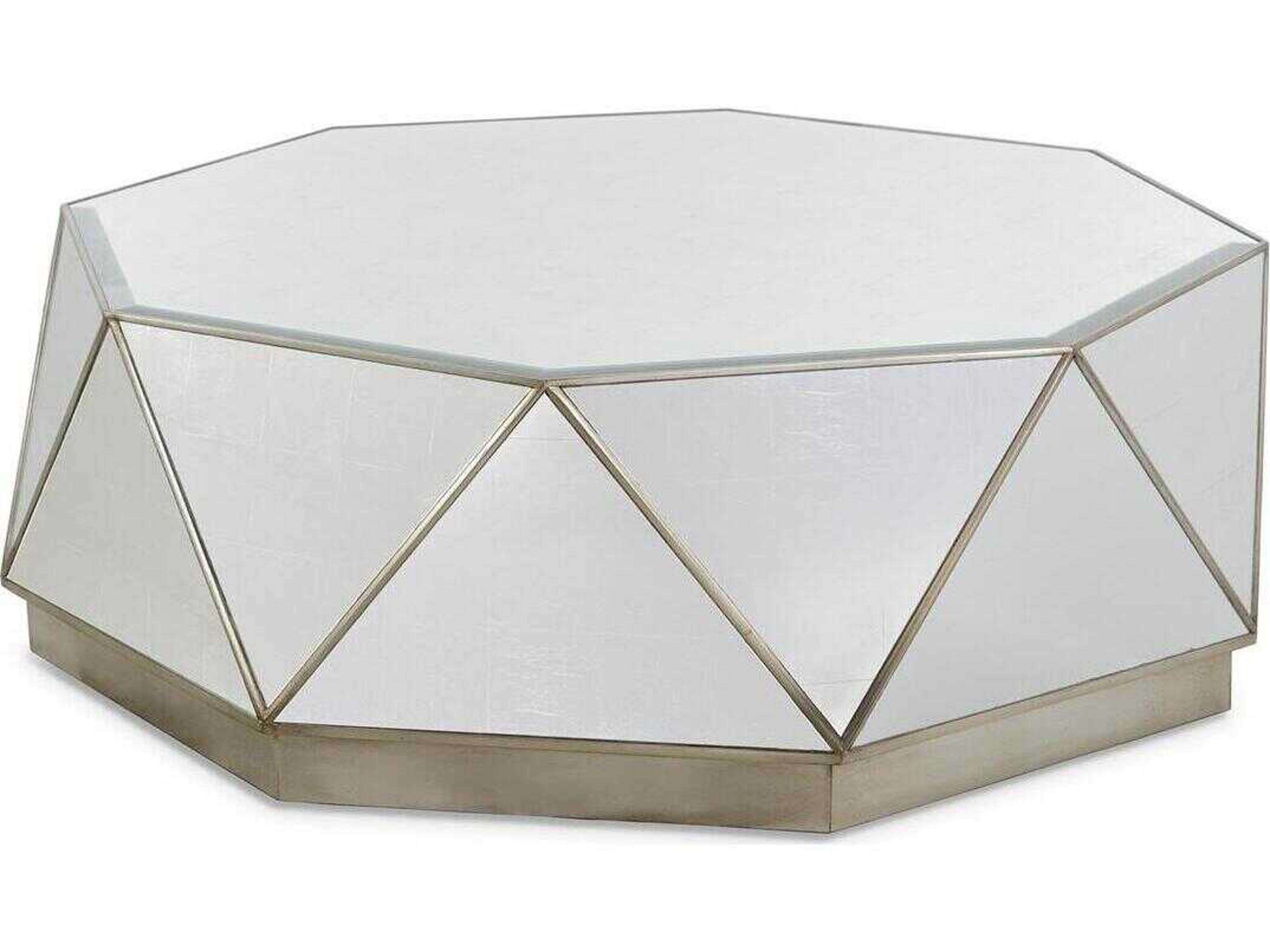John Richard Christine Rendino Radiant Hexagon Glass Burnished Silver Leaf Coffee Table