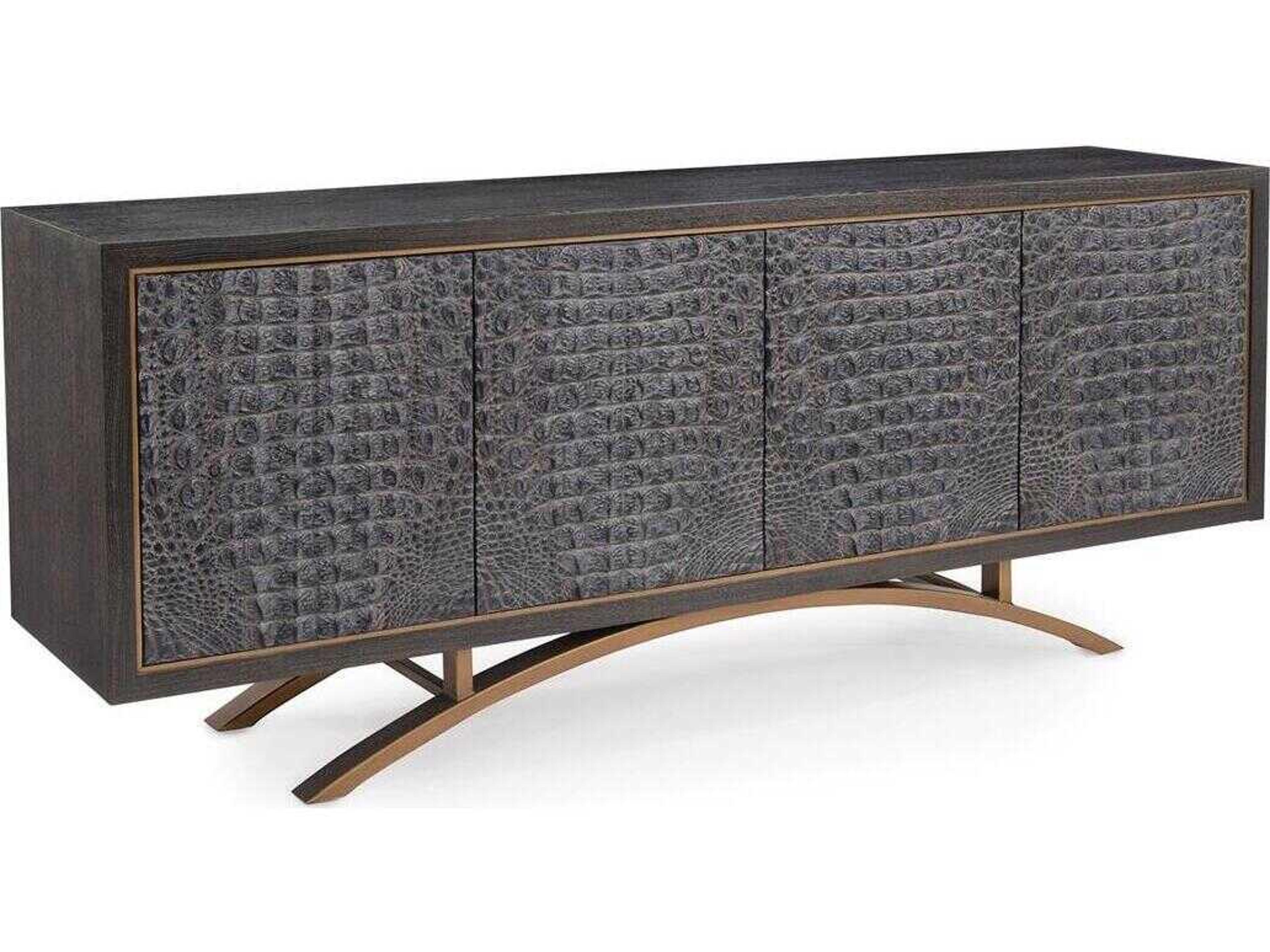John Richard Greystoke 76" Ash Wood Black Gold Sideboard