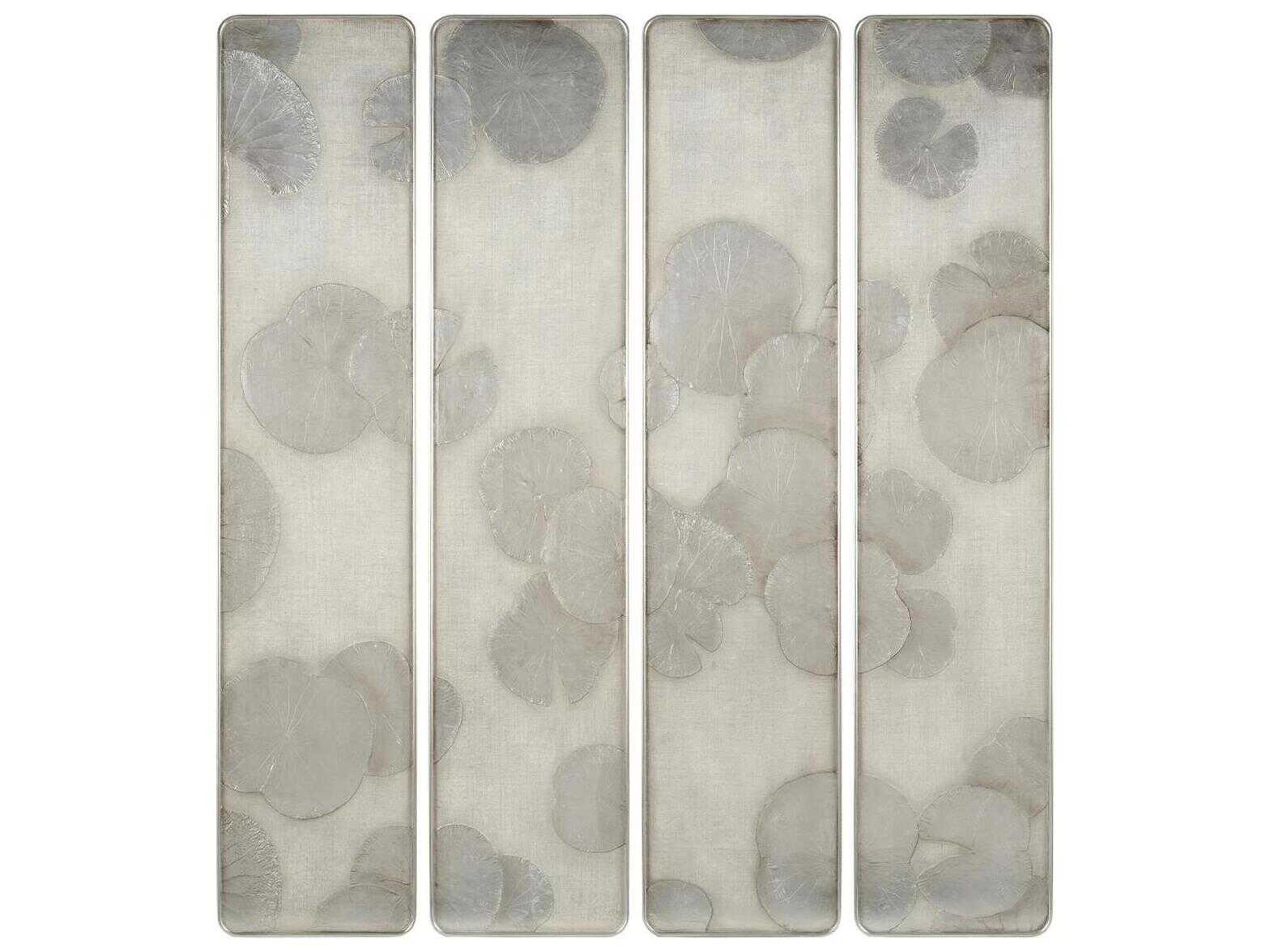John Richard Mark McDowell's Four-Panel Silver Lotus Wall Art