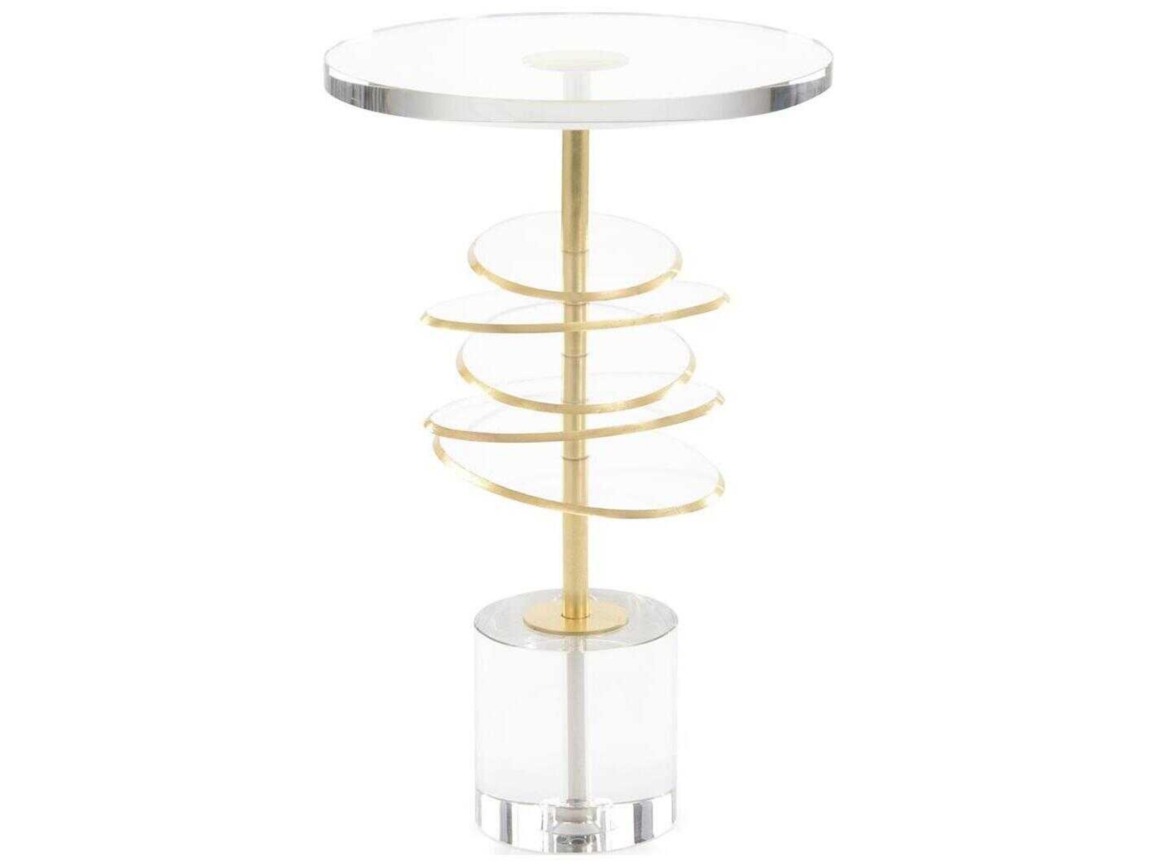 John Richard Mark McDowell Discs Round Clear Gold End Table