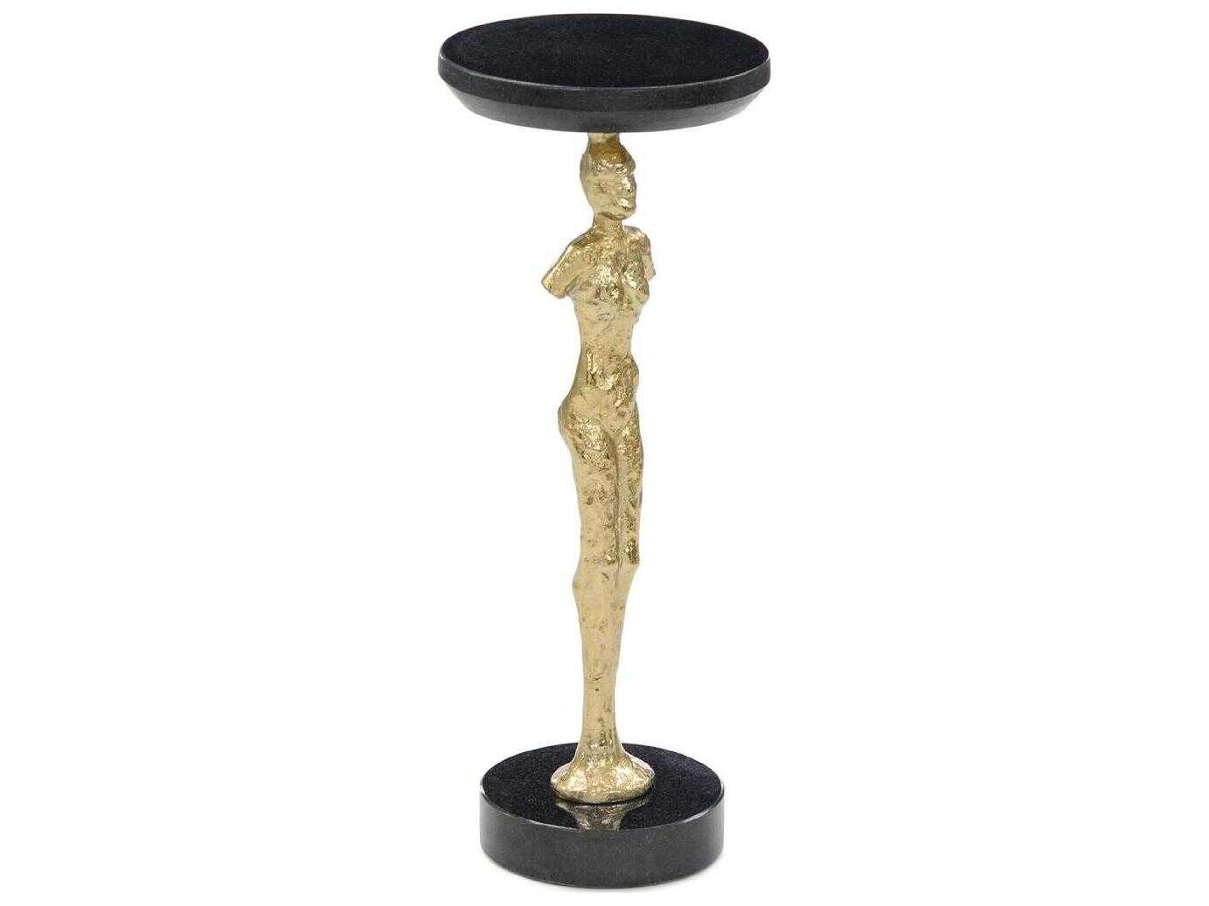 John Richard Mark McDowell Statuesque 8" Round Marble Gold End Table