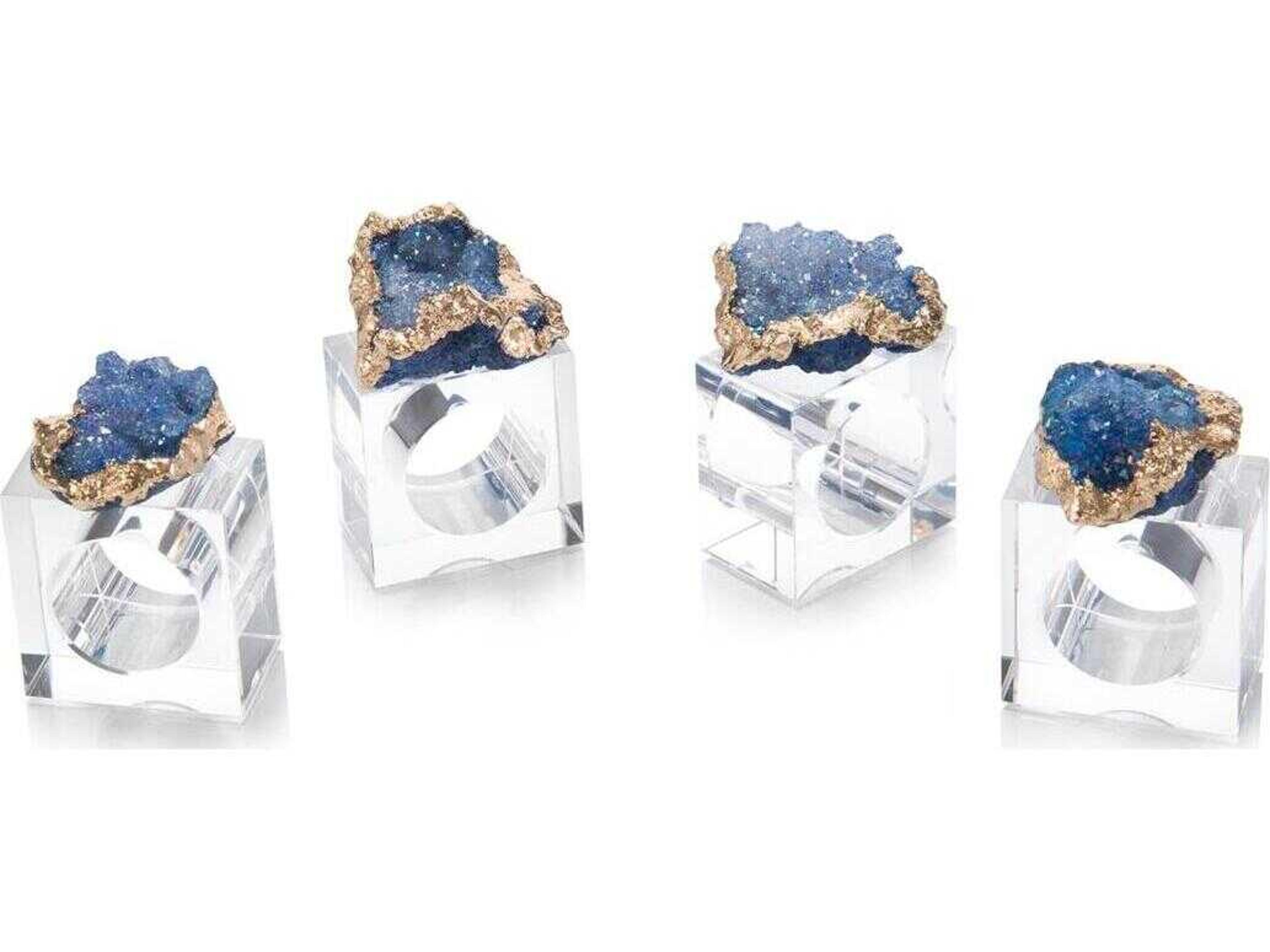 John Richard Set of Four Blue And Gold Napkin Rings