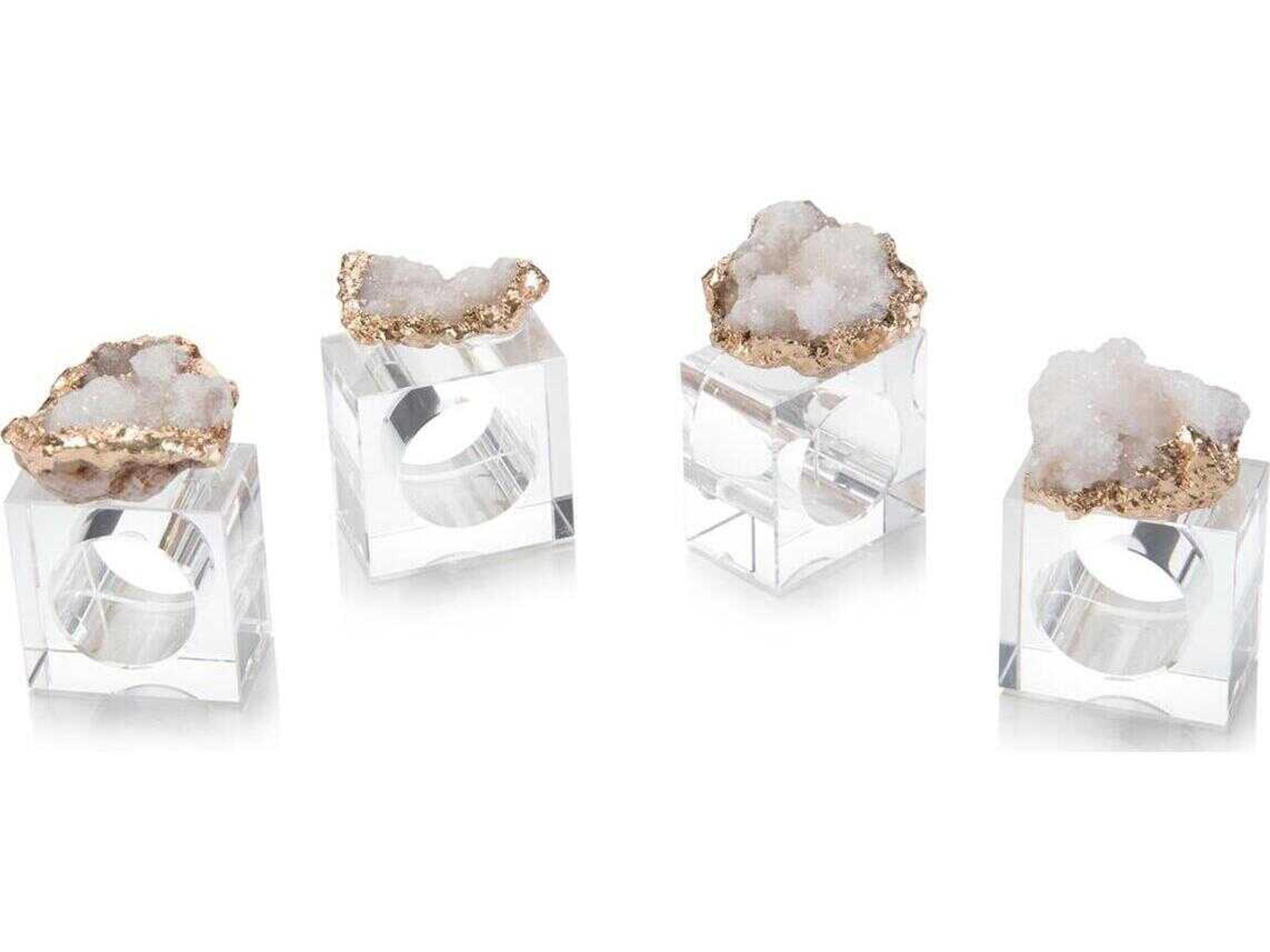 John Richard Set of Four White And Gold Napkin Rings