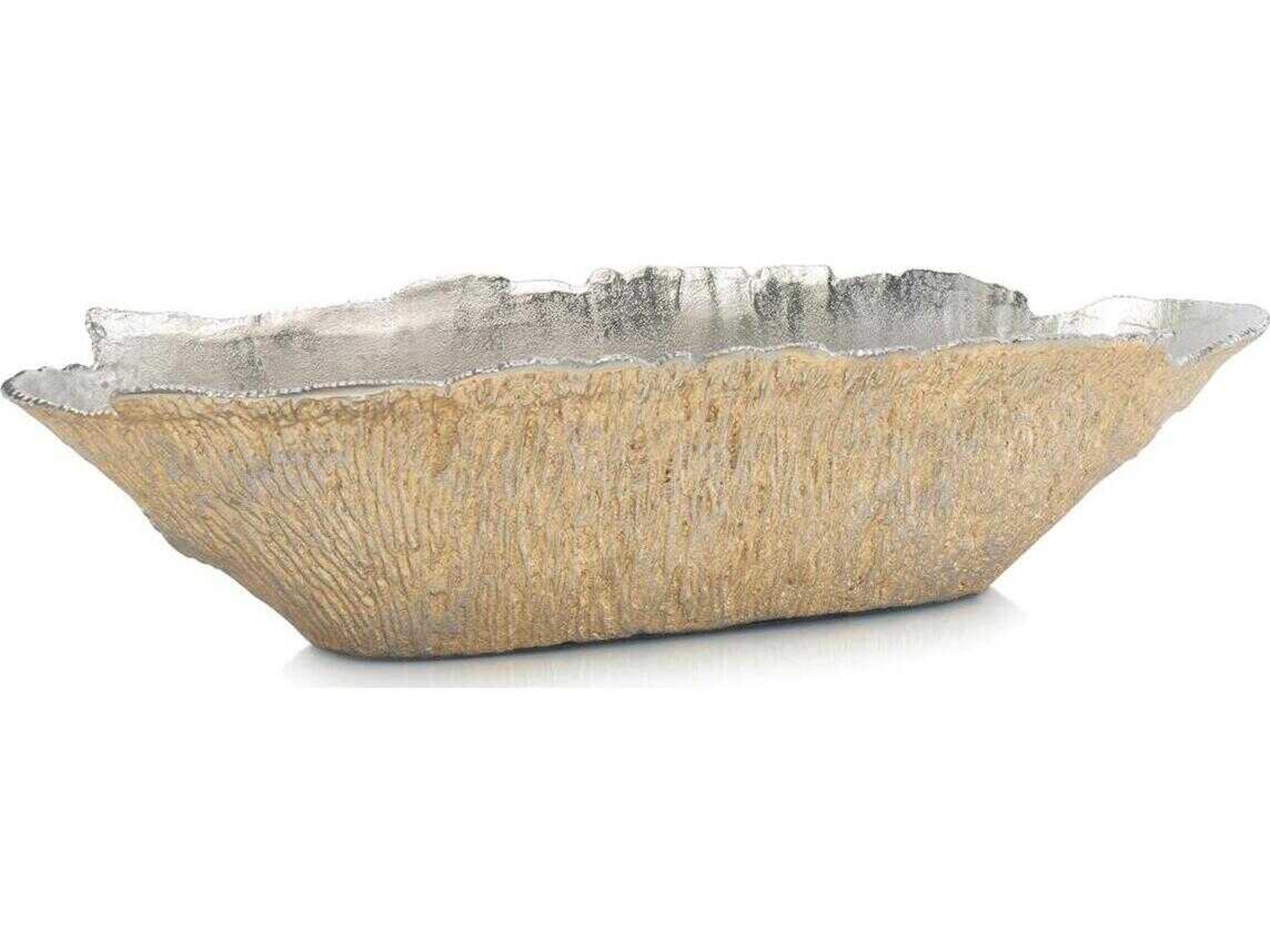 John Richard Nickel Gold Textured Oval Bowl