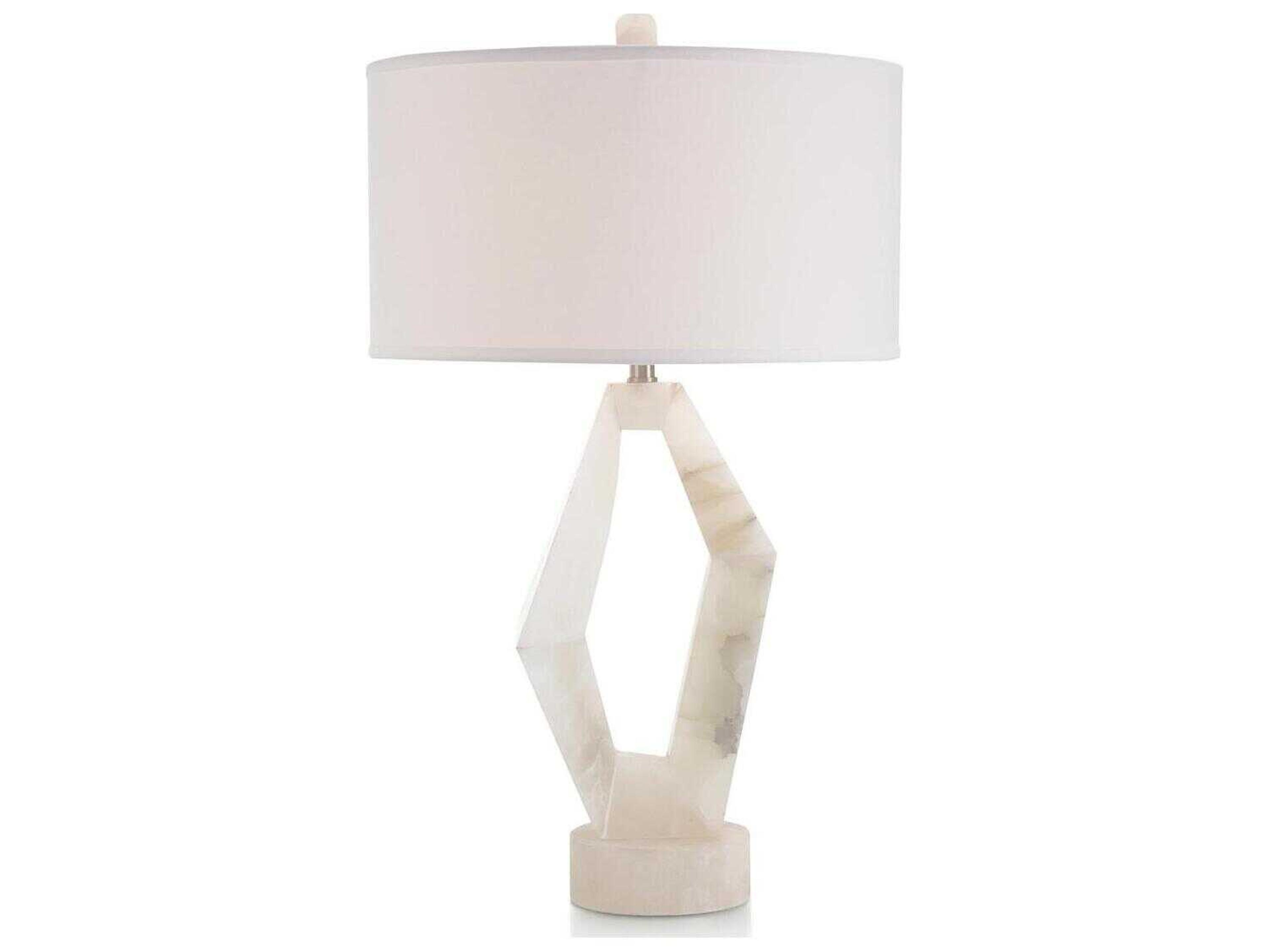 John Richard Mark McDowell Abstract Alabaster White Linen Outside Silk Inside Buffet Lamp