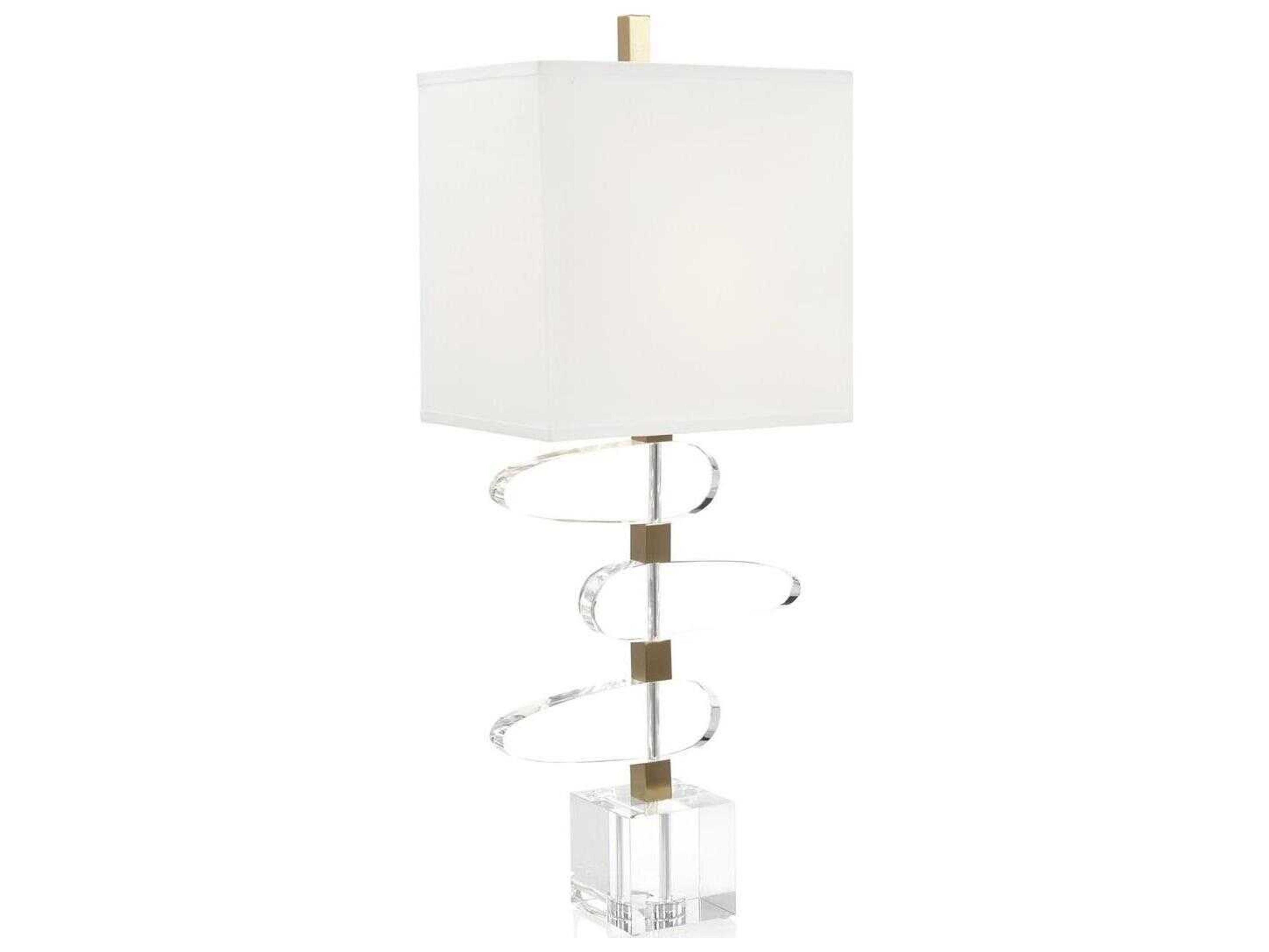 John Richard Mark McDowell Asymmetrical Clear White Linen Outside Silk Inside Crystal Buffet Lamp