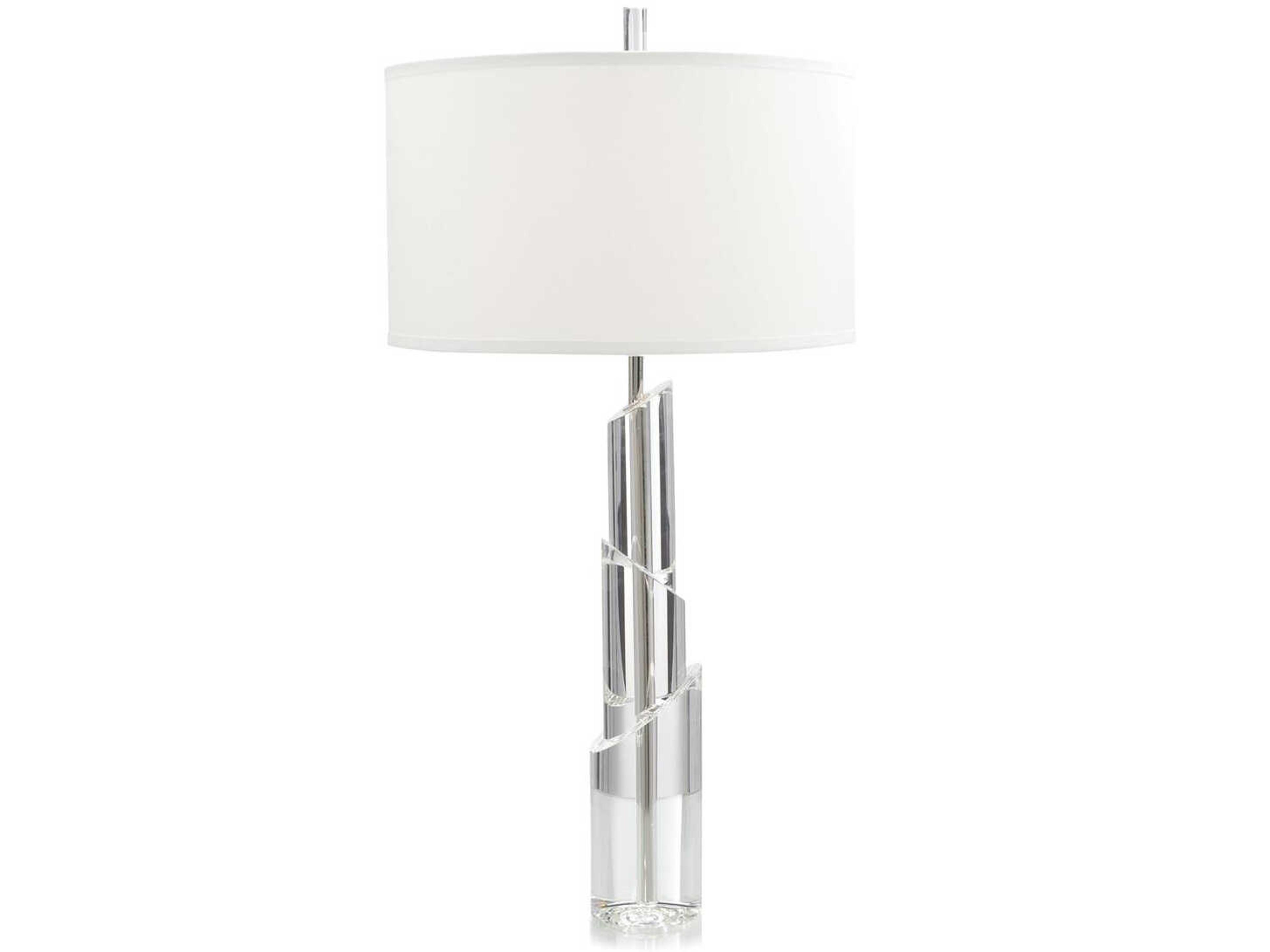 John Richard Mark Mcdowell Polished Nickel White Linen Outside Silk Inside Crystal Buffet Lamp