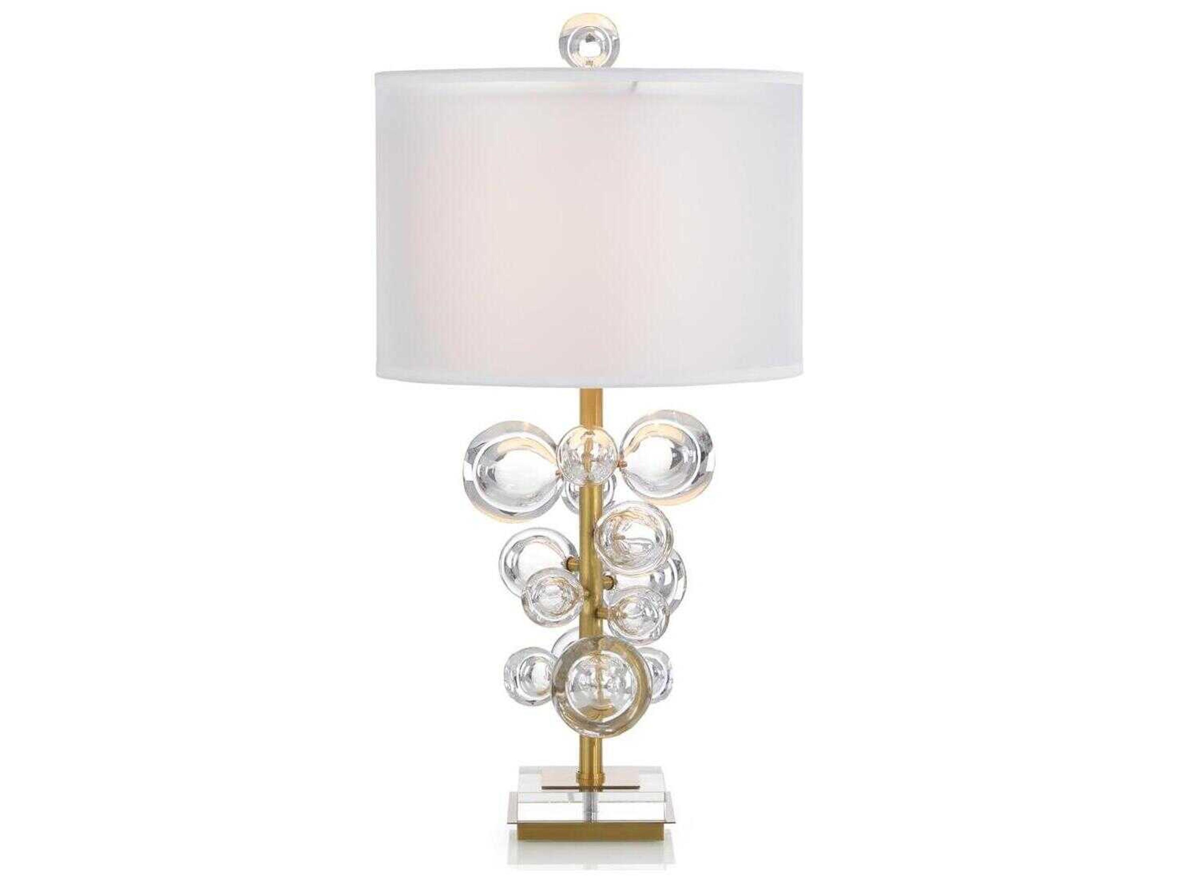 John Richard Margaret Fisher Bubble Brushed Brass Clear White Linen Outside Silk Inside Glass Buffet Lamp