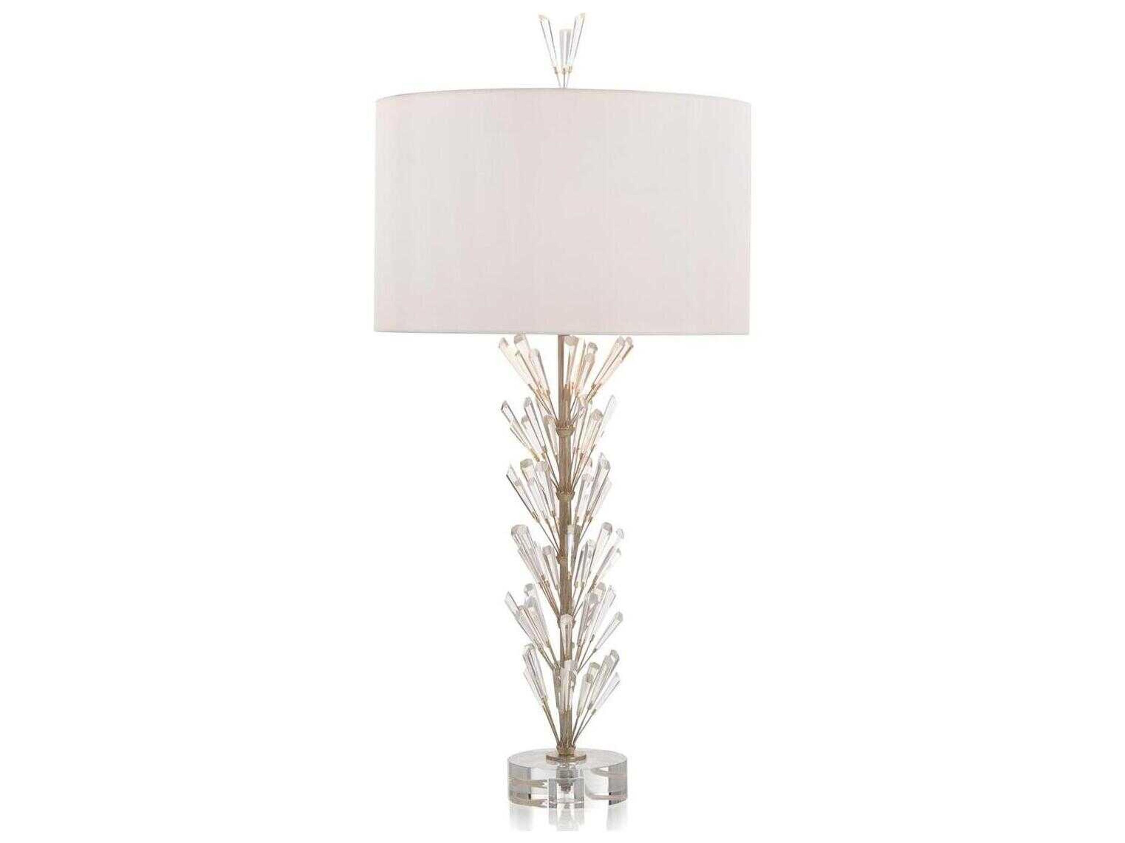 John Richard Luna Crystal Wand Gold Leaf Silver Buffet Lamp