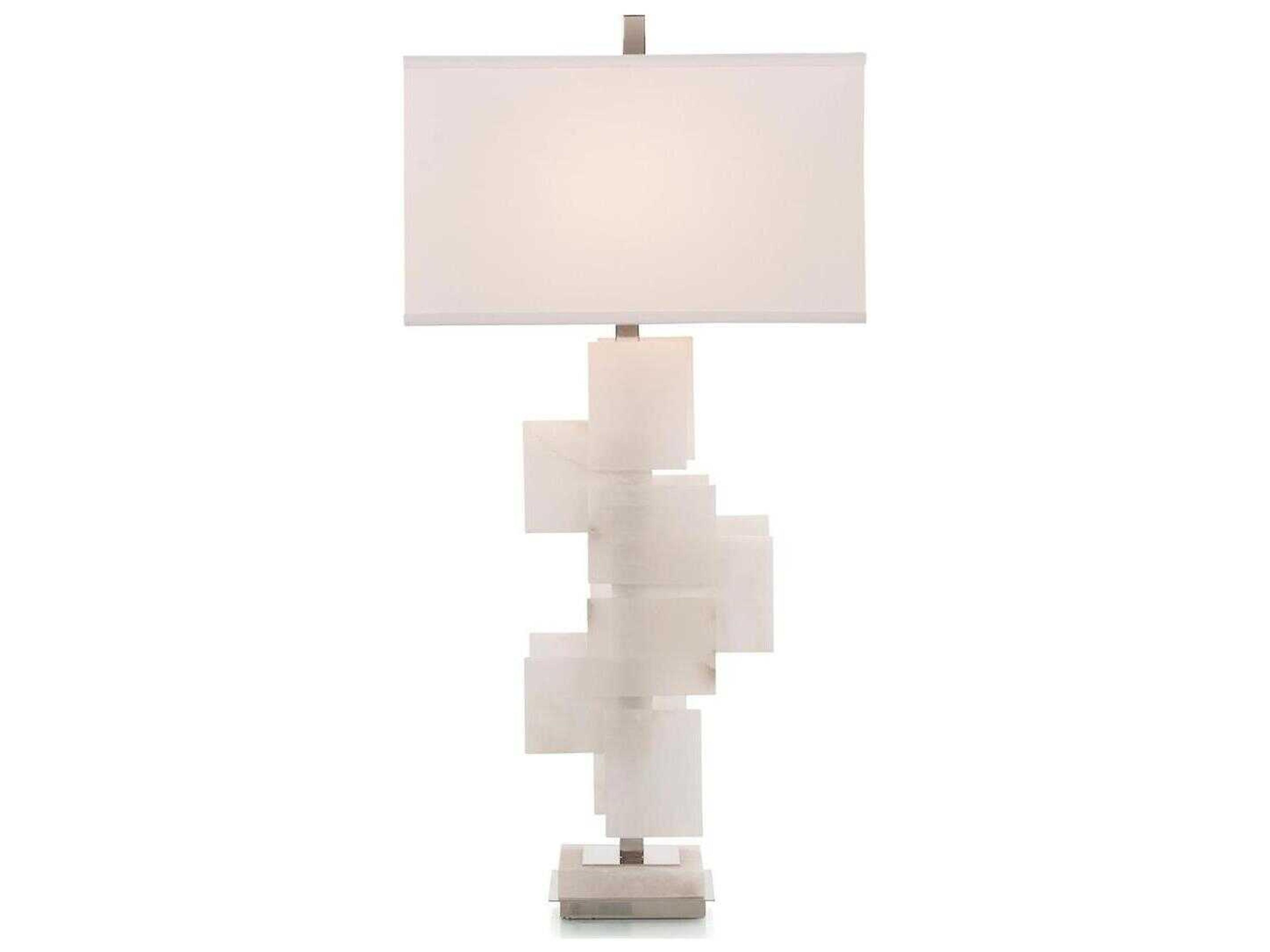 John Richard Margaret Fisher Mondrian White Polished Nickel Linen Outside Silk Inside Buffet Lamp