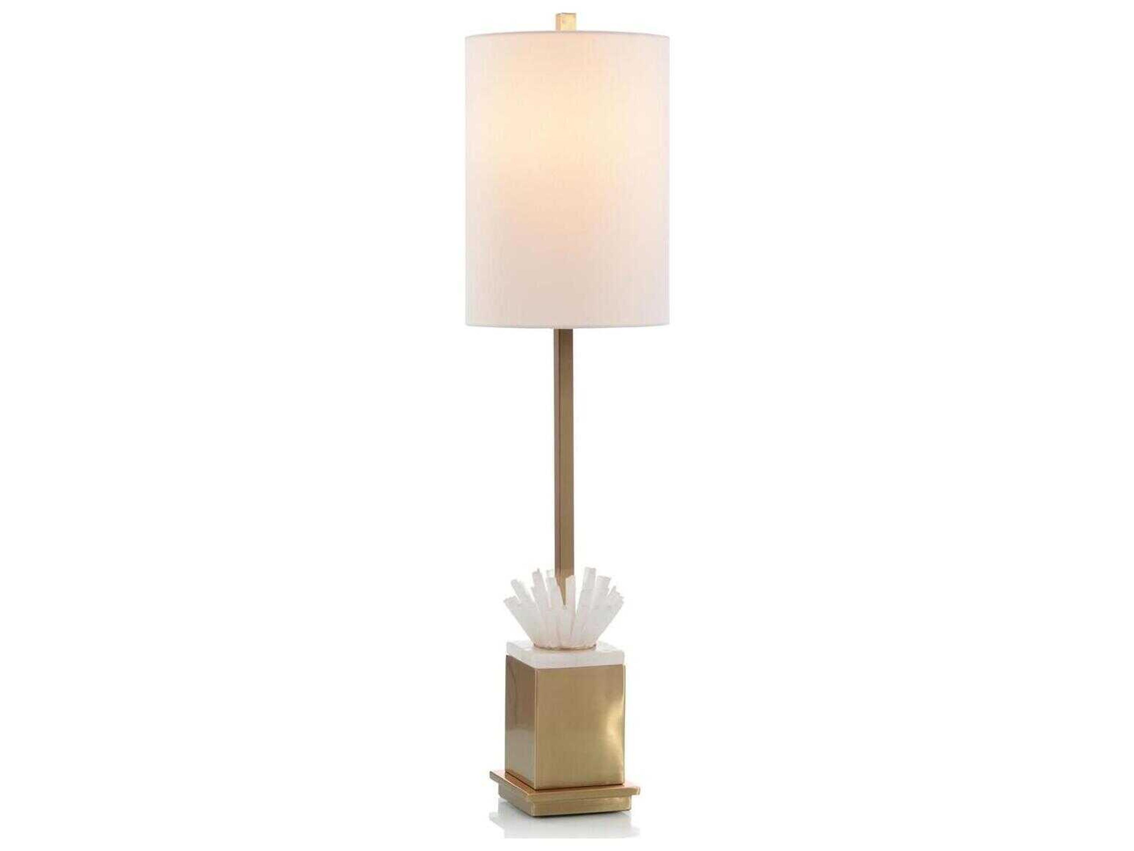 John Richard Mark McDowell Selenite Coffee Bronze White Linen Outside Silk Inside Buffet Lamp