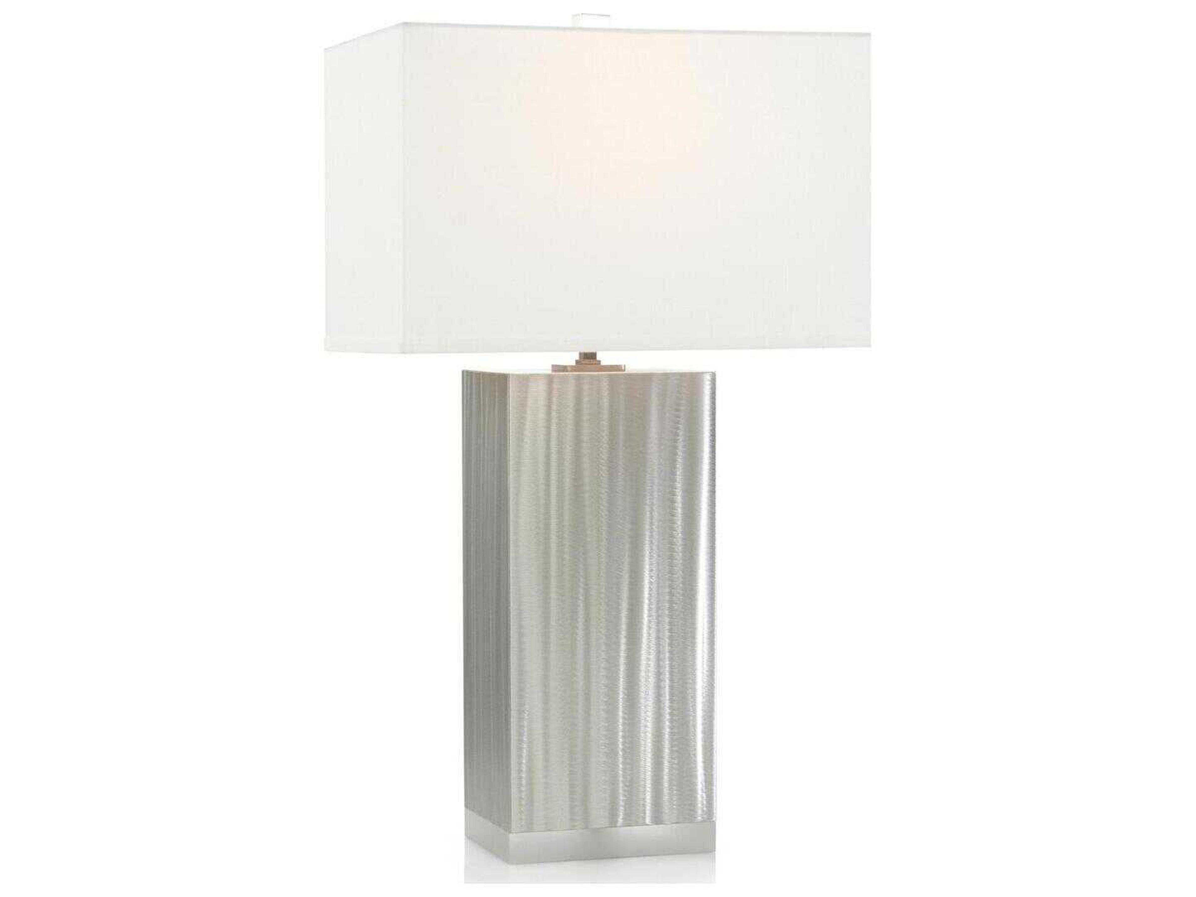 John Richard Mark McDowell Silver White Cotton Buffet Lamp