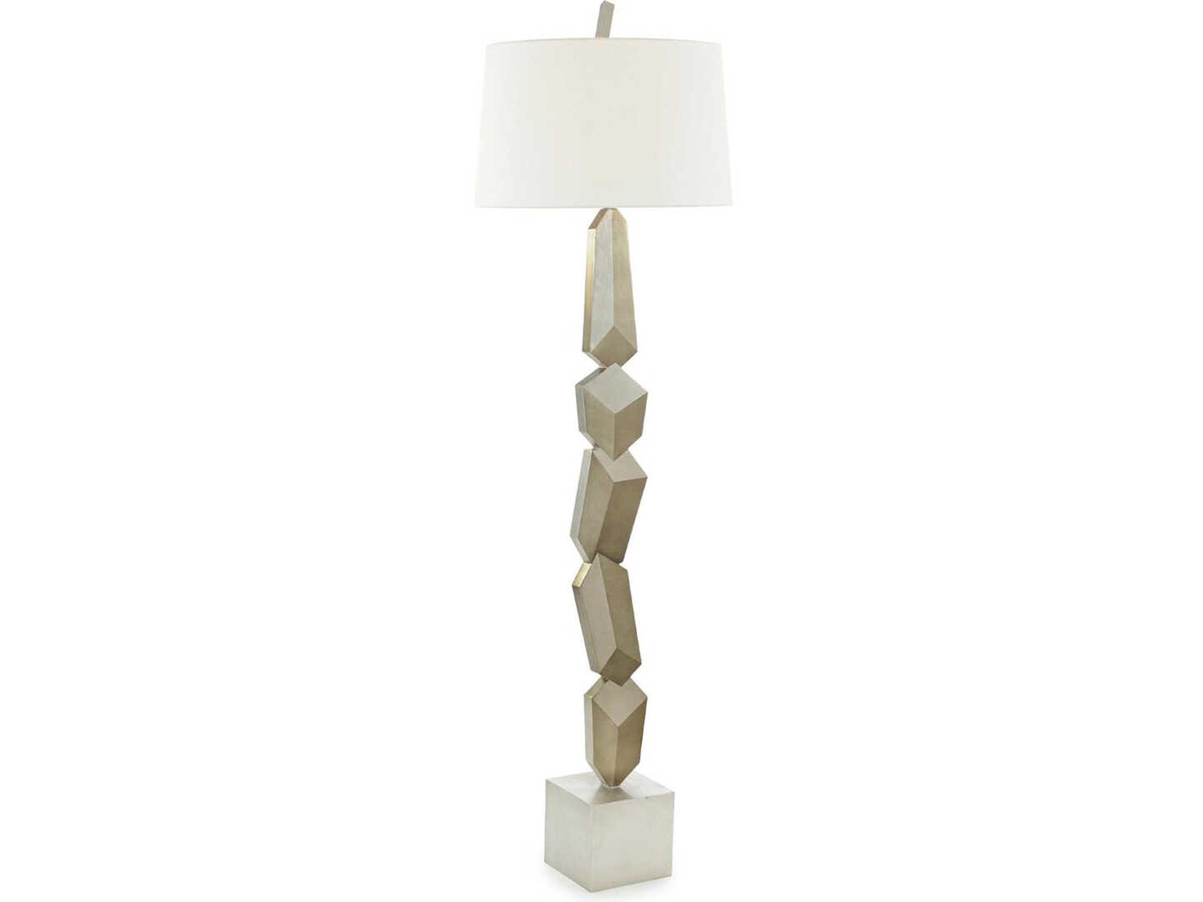 John Richard Mark McDowell Trompe-L'Oeil Silver White Linen Outside Silk Inside Floor Lamp