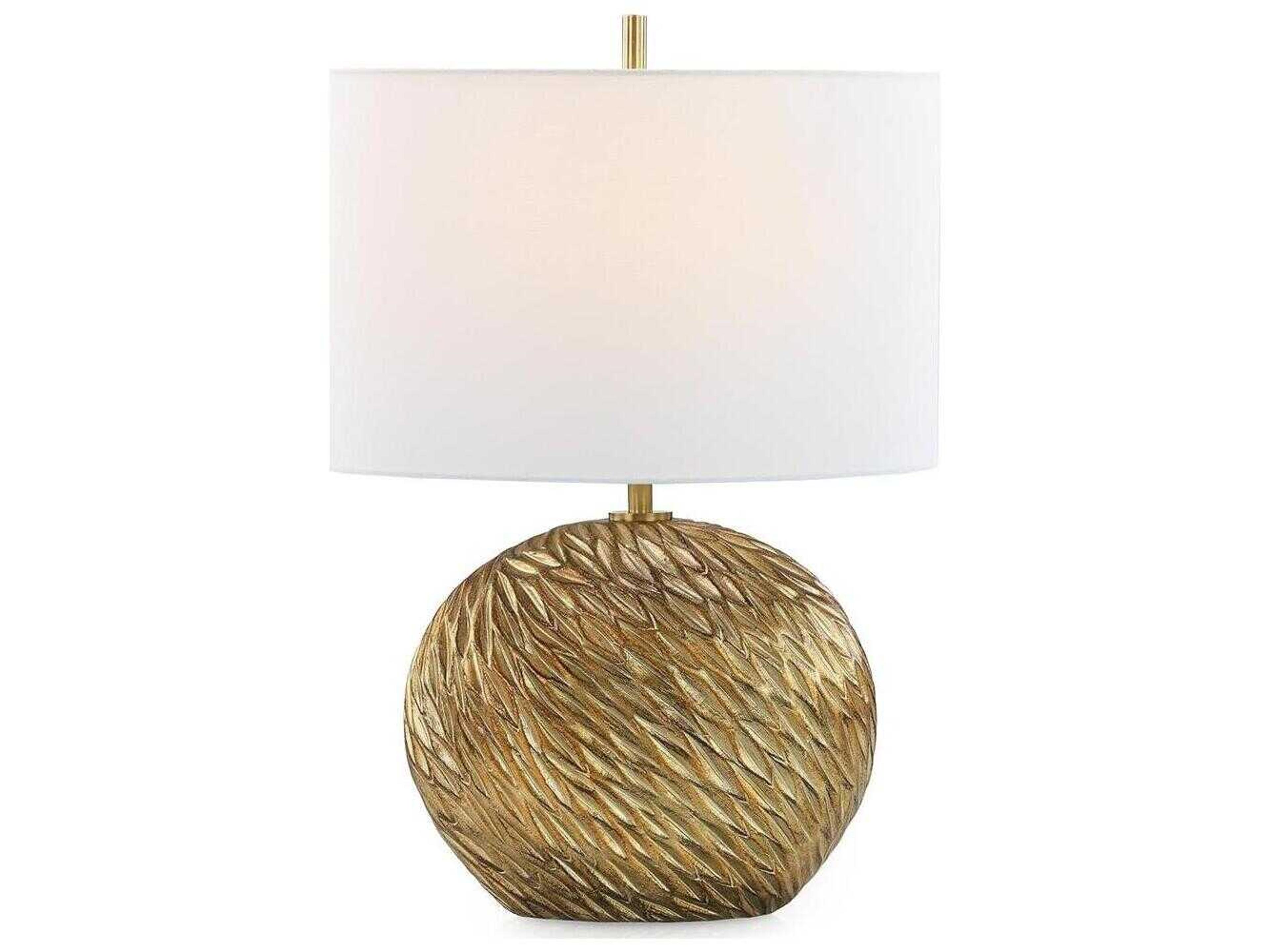John Richard Brushstroke Gold White Linen Table Lamp