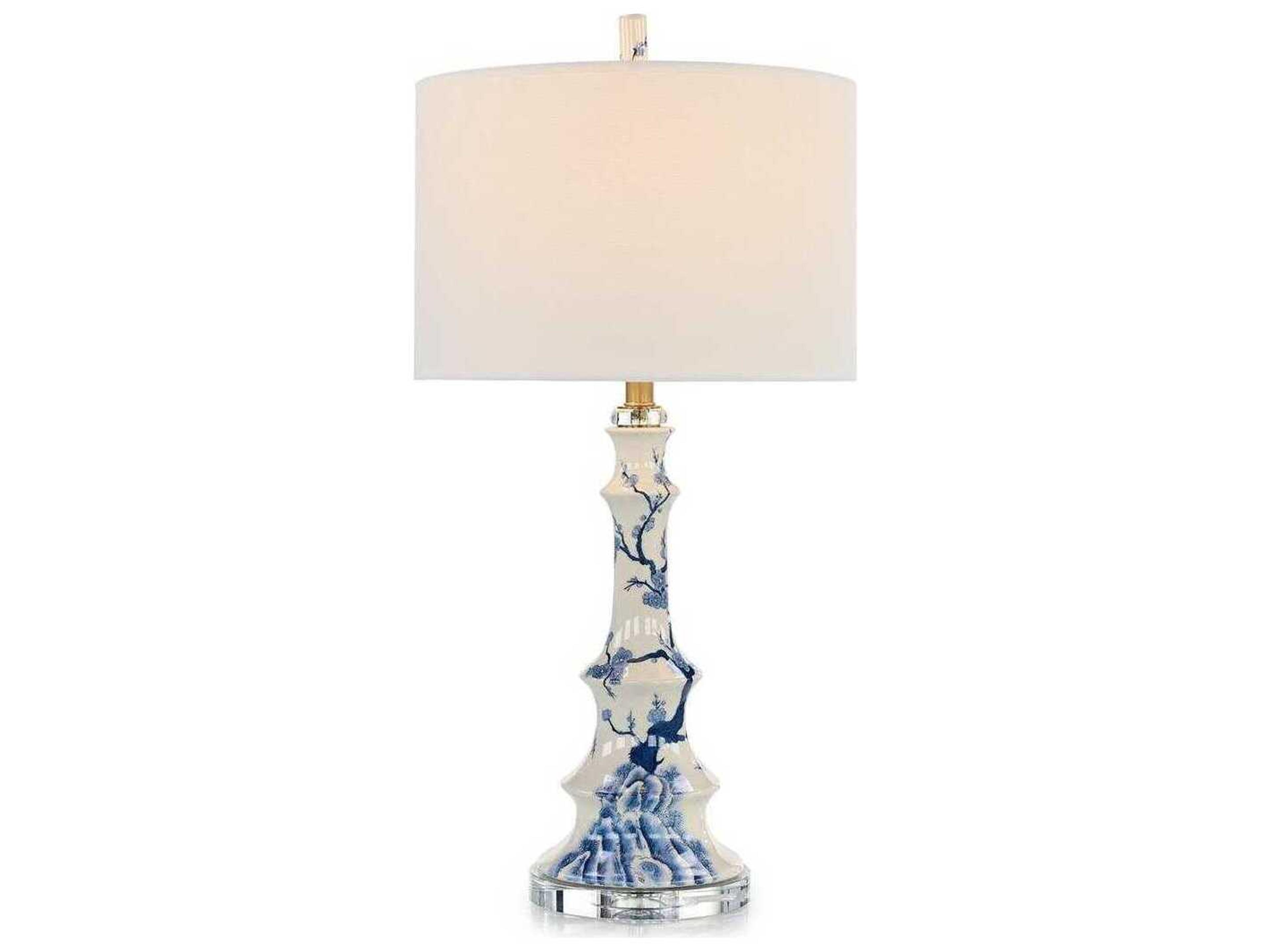 John Richard Chinoiserie Blue White Traditional Buffet Lamp