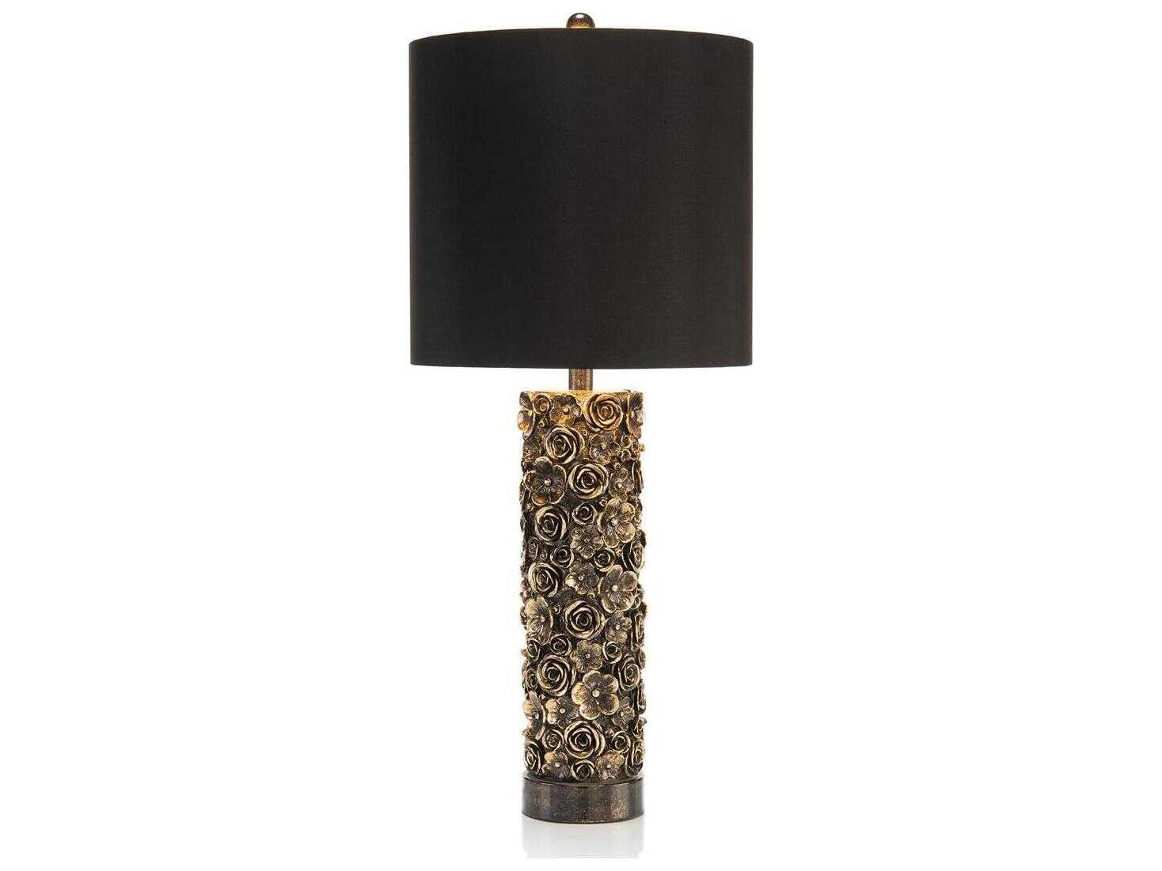 John Richard Distressed Blooms Gold Buffet Lamp