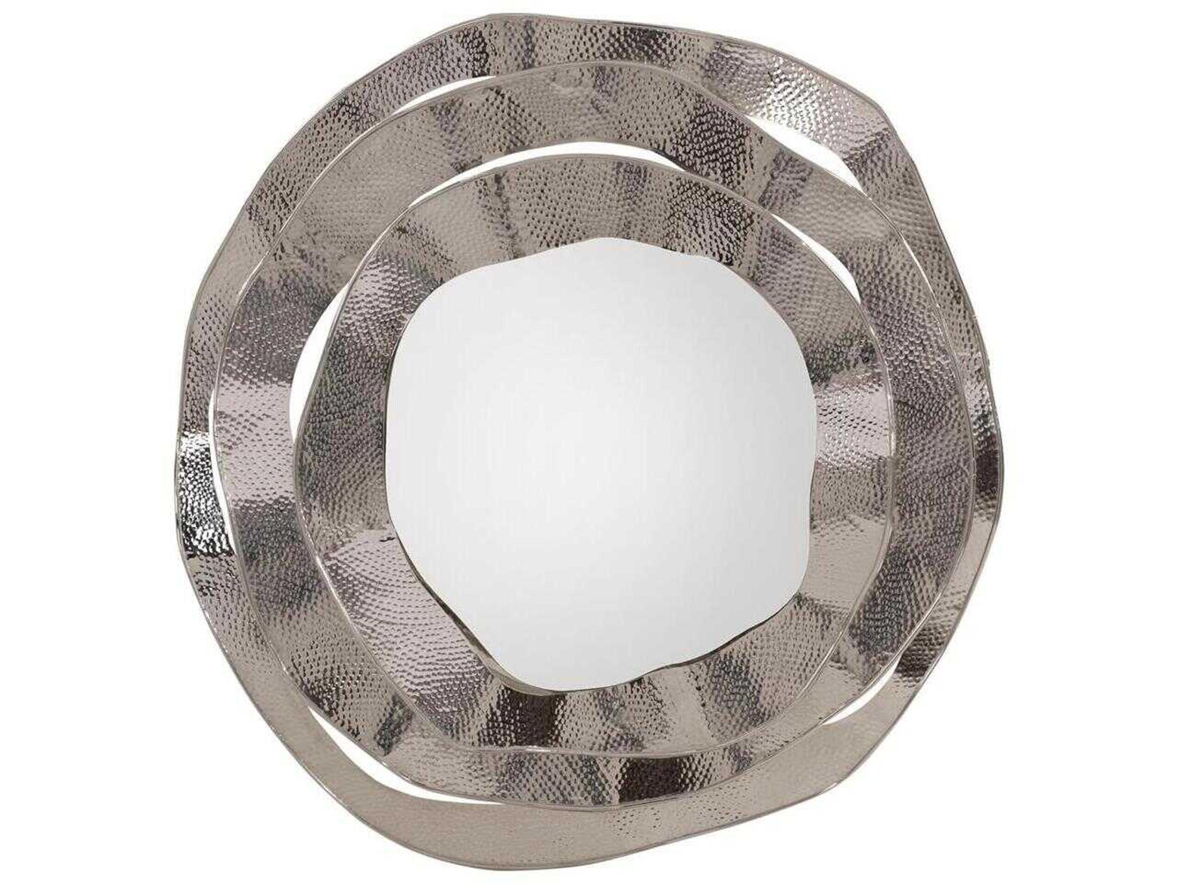 John Richard Ripple Nickel Round Wall Mirror