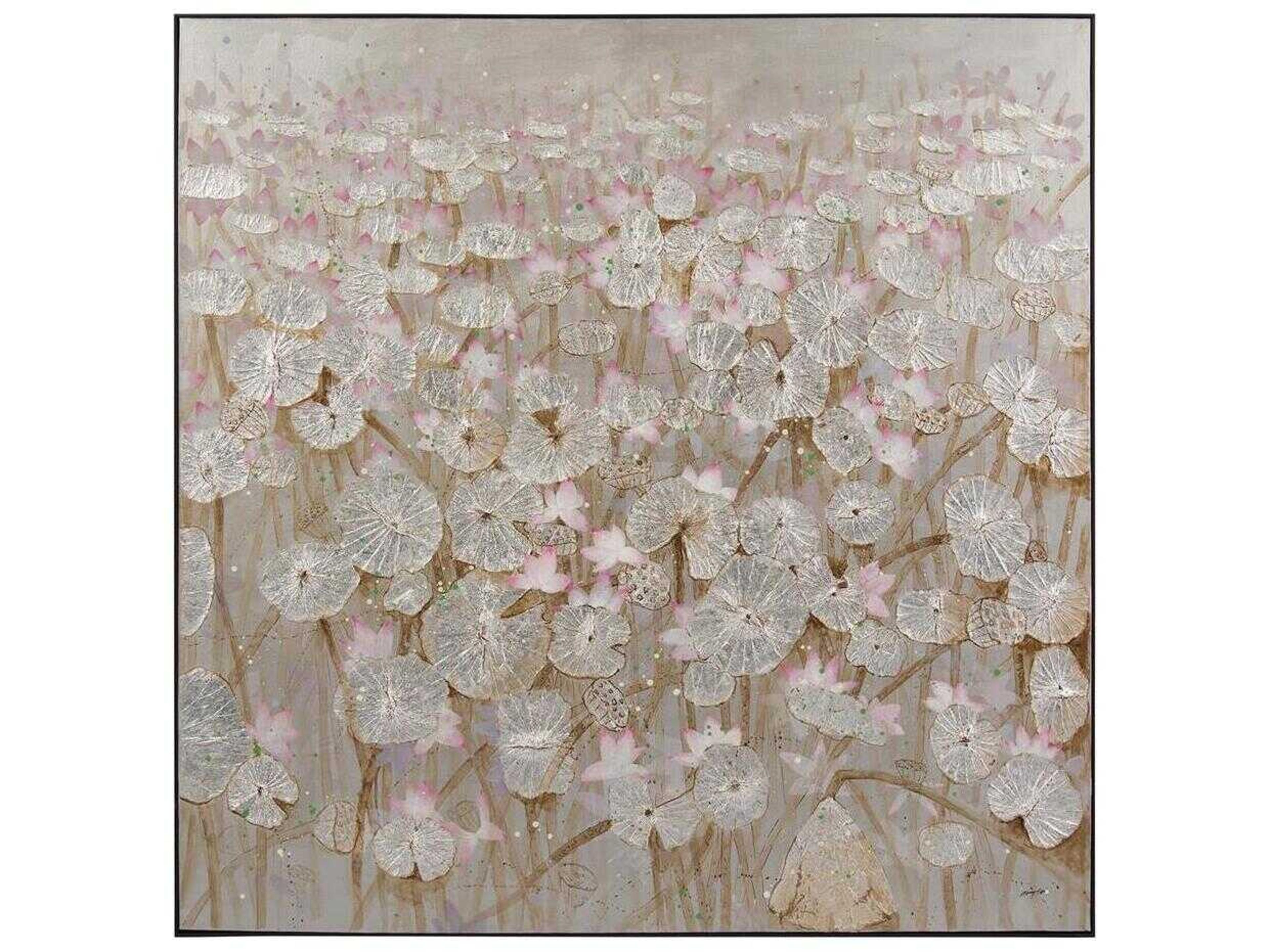 John Richard Teng Fei's Silver Lily Pond Canvas Wall Art