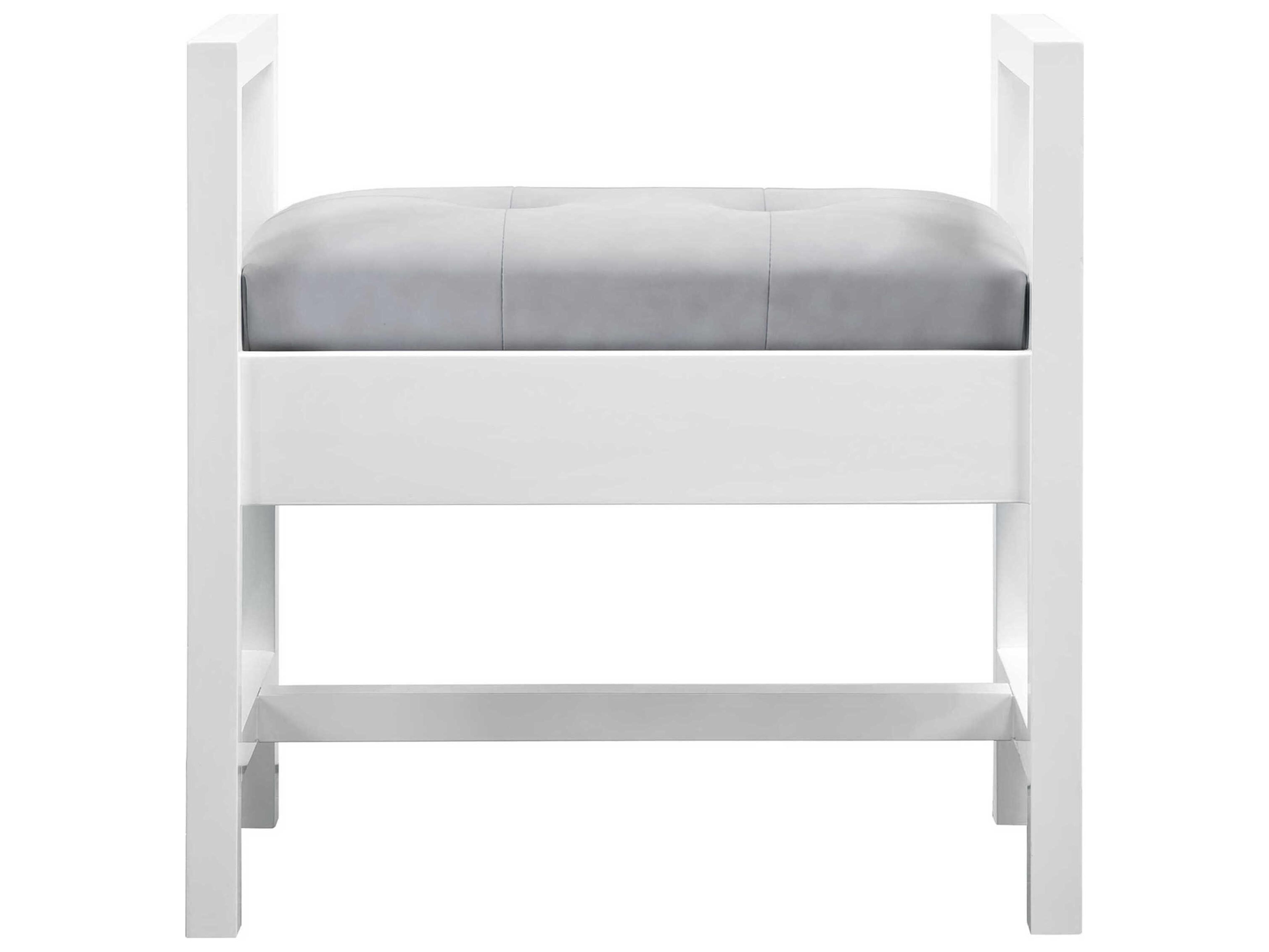James Martin Addison White Upholstered Accent Bench