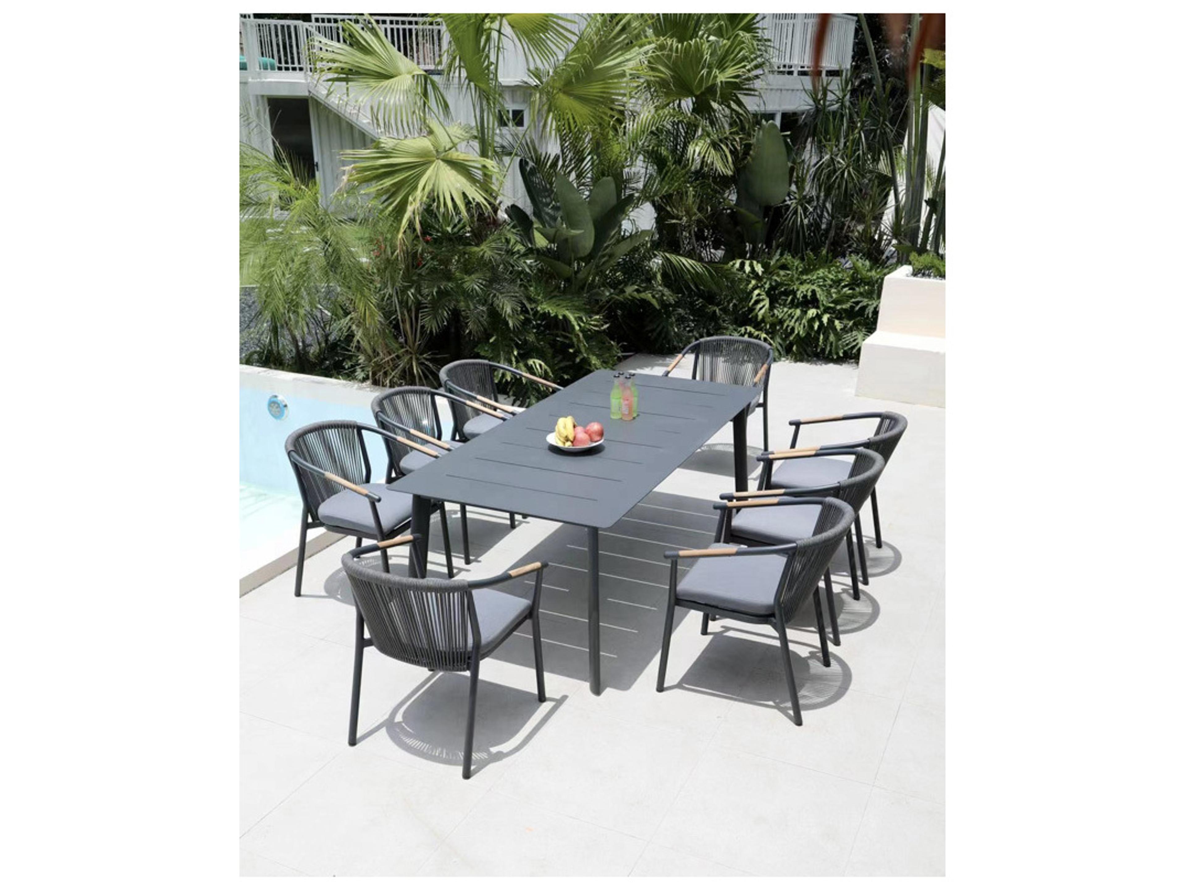 Schnupp Patio Curacao Aluminum Charcoal Rectangular Dining Table