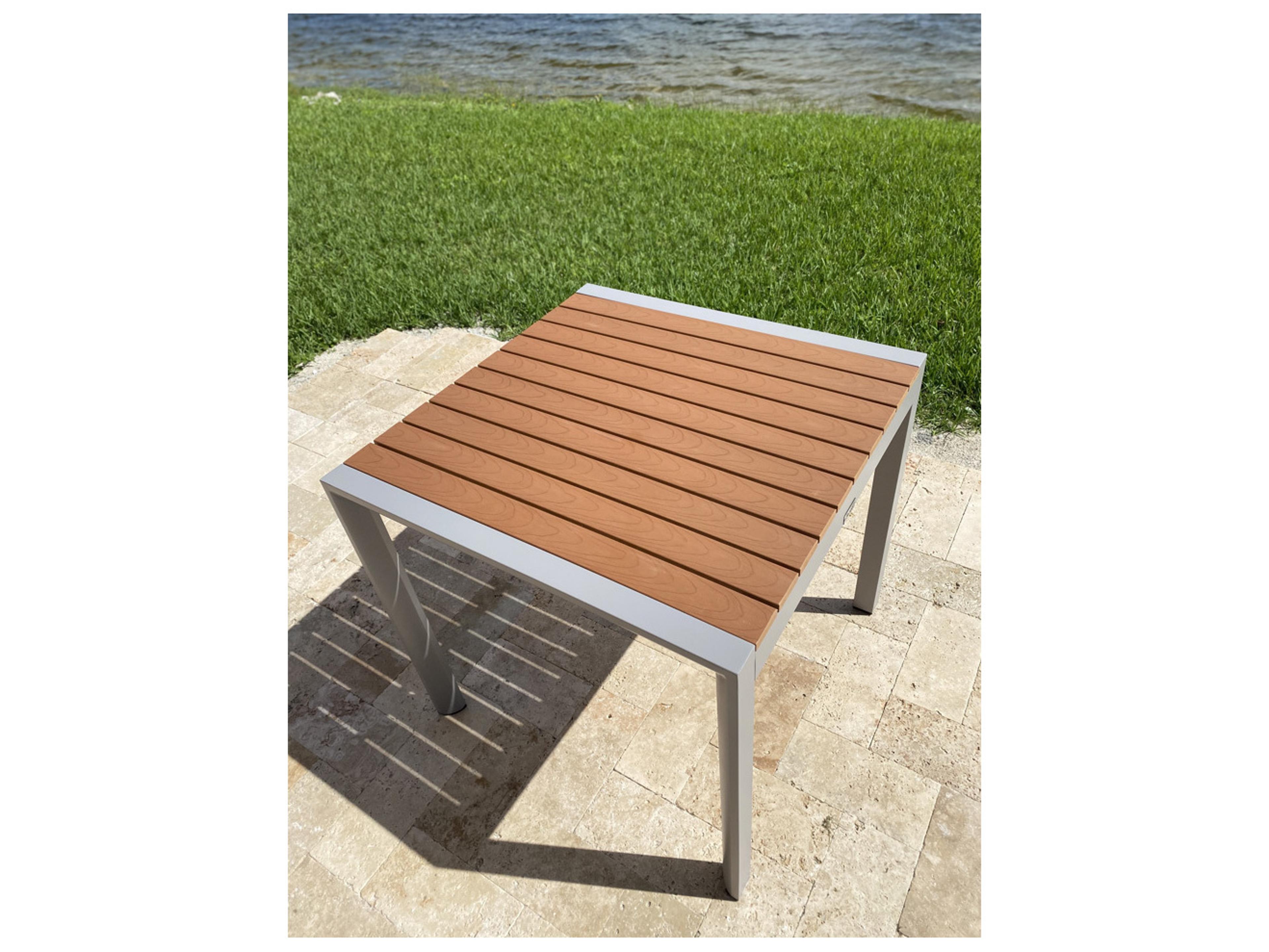 Schnupp Patio Fusion Aluminum Silver Square Resin Top Dining Table