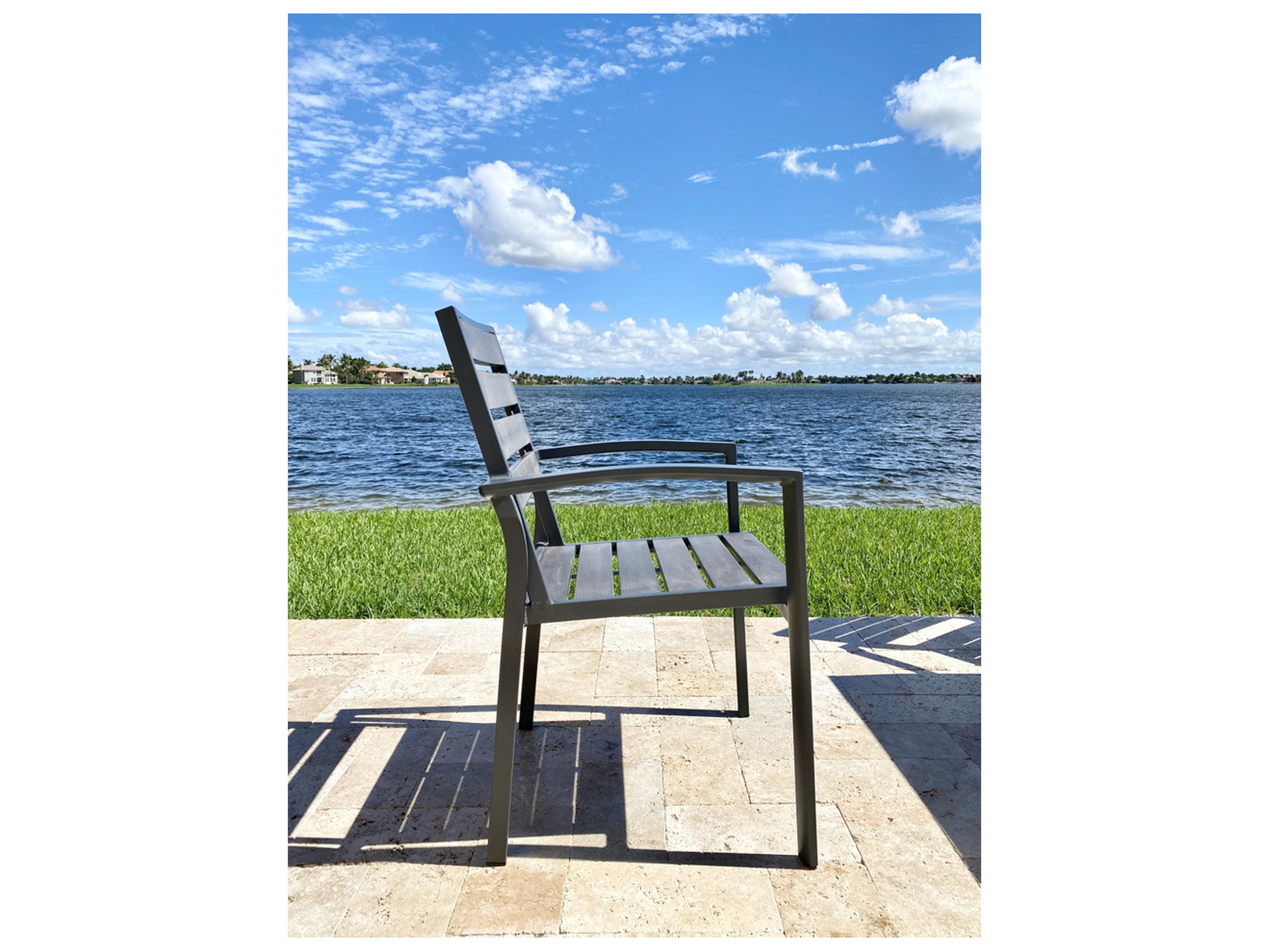Schnupp Patio Fusion Aluminum Dark Gray Dining Arm Chair