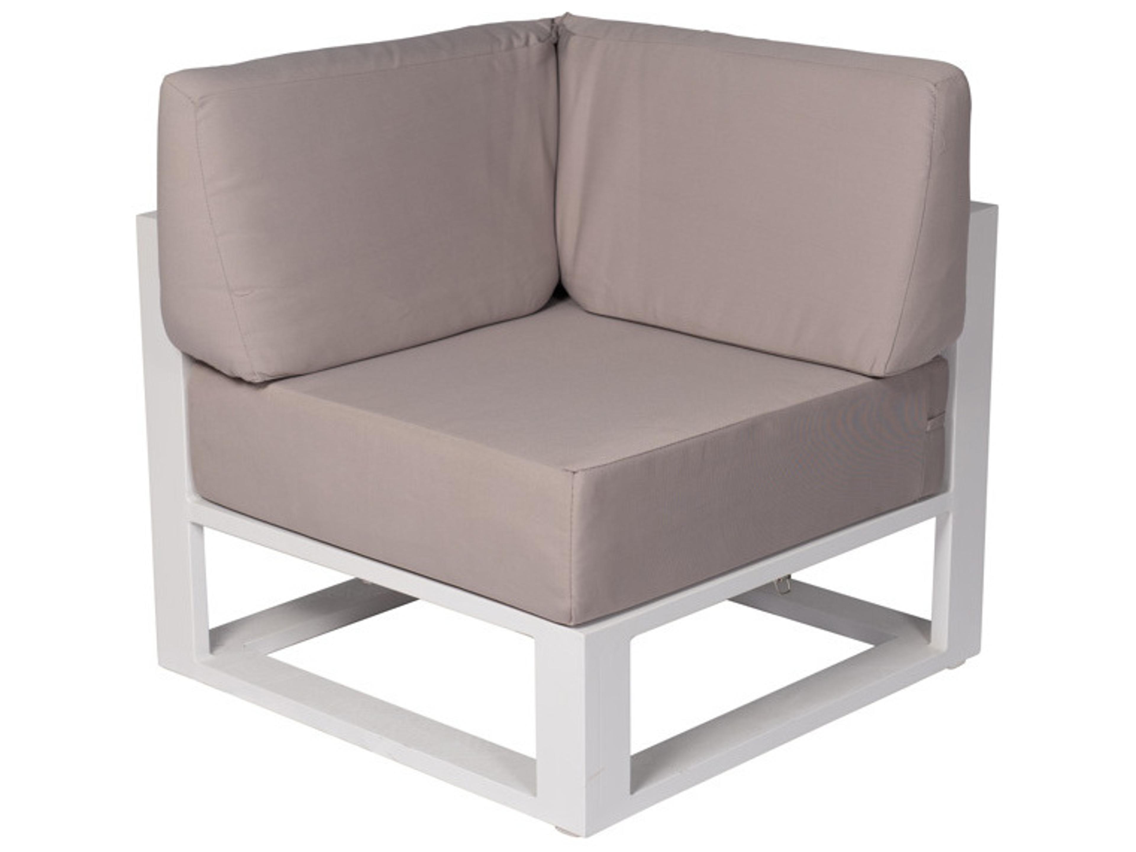 Aruba Cushion Aluminum White Matte Regular Sectional Corner Lounge Chair
