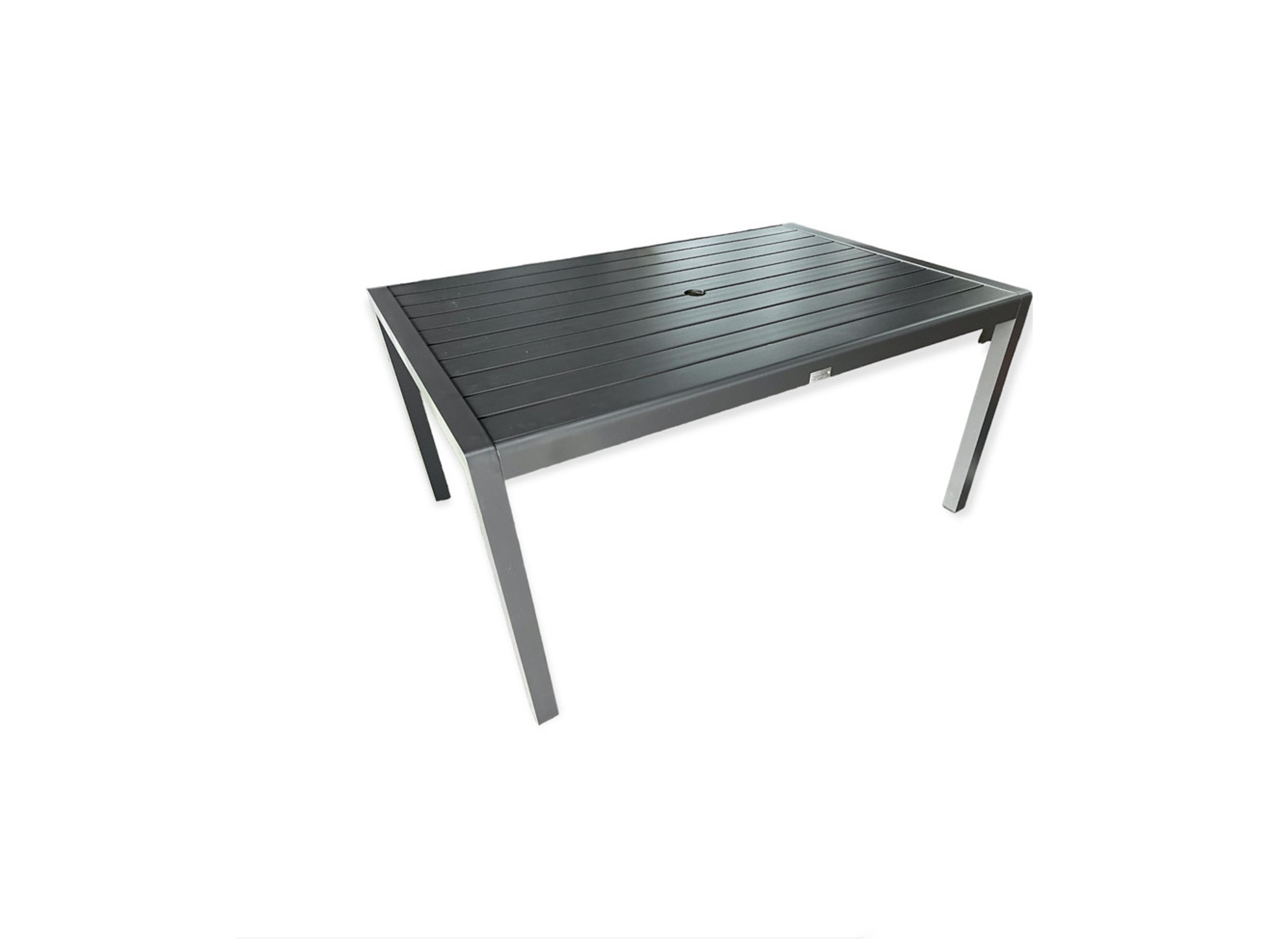 Schnupp Patio Aruba Aluminum Charcoal Rectangular Dining Table with Umbrella Hole