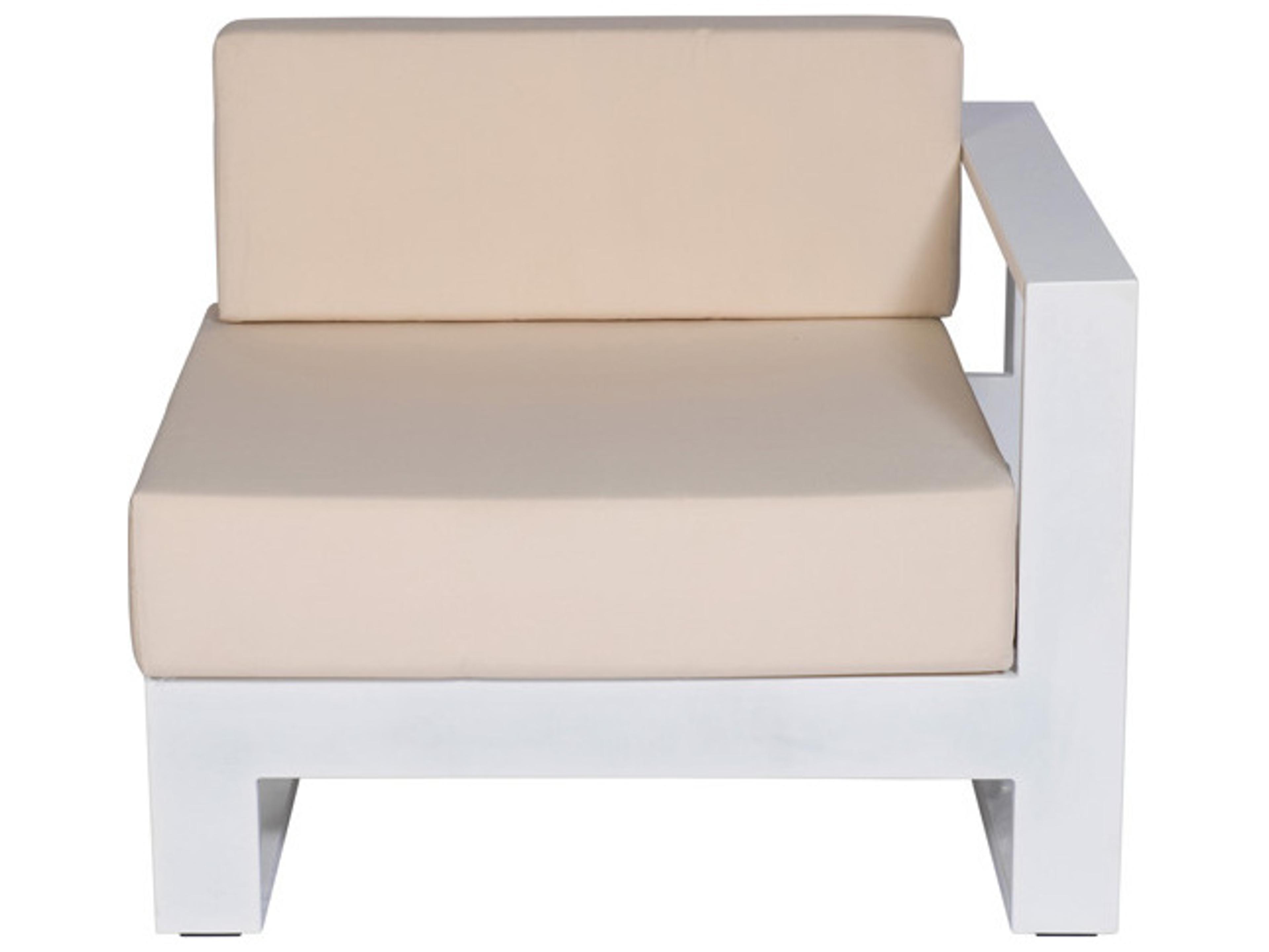 Aruba Cushion Aluminum White Gloss Large Sectional Left Arm Facing Lounge Chair