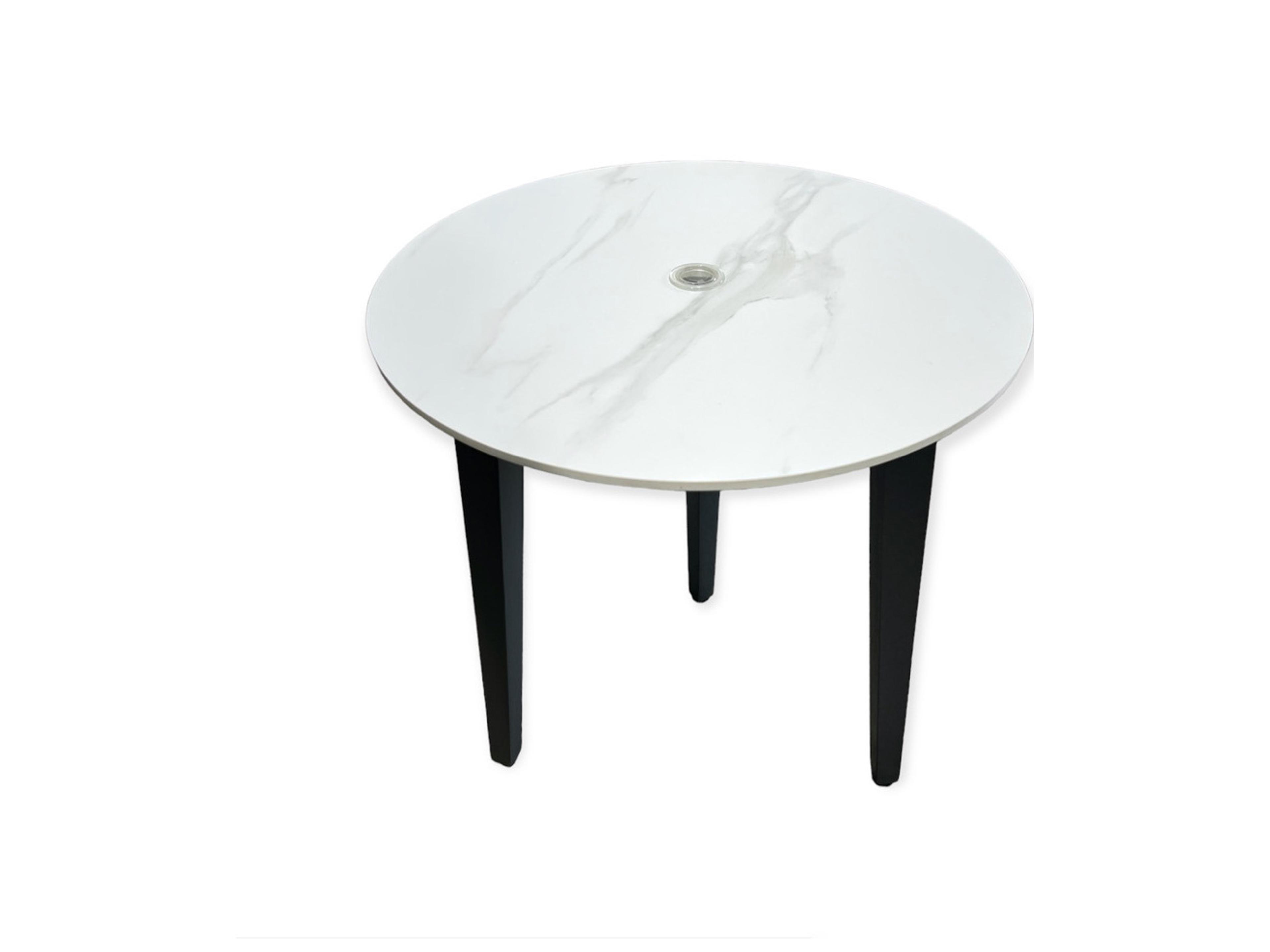 Schnupp Patio Caicos Aluminum Charcoal Round Dining Table with Umbrella Hole