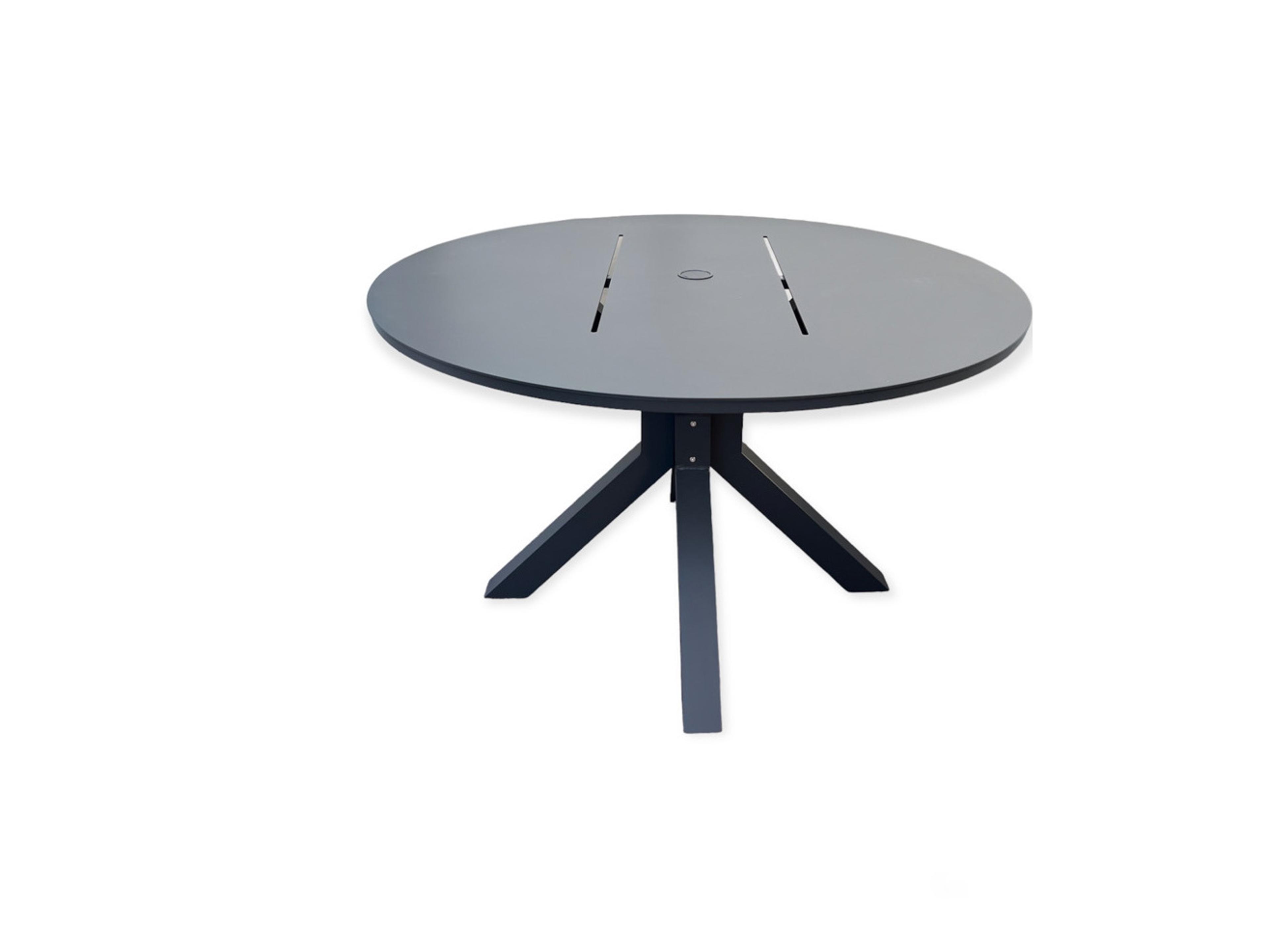 Schnupp Patio Cali Aluminum Charcoal Round Dining Table with Umbrella Hole