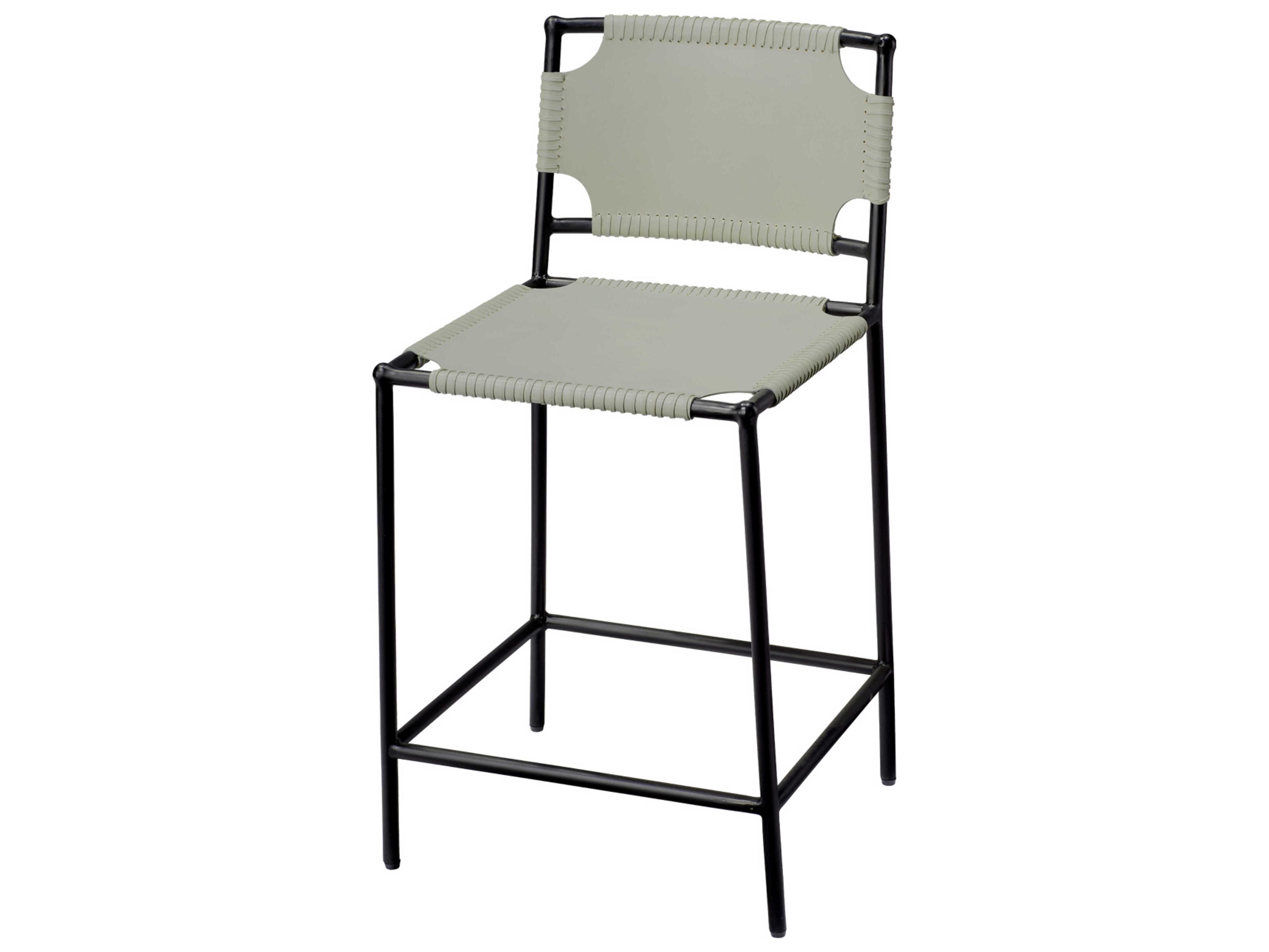 Jamie Young Asher Leather Grey Counter Stool