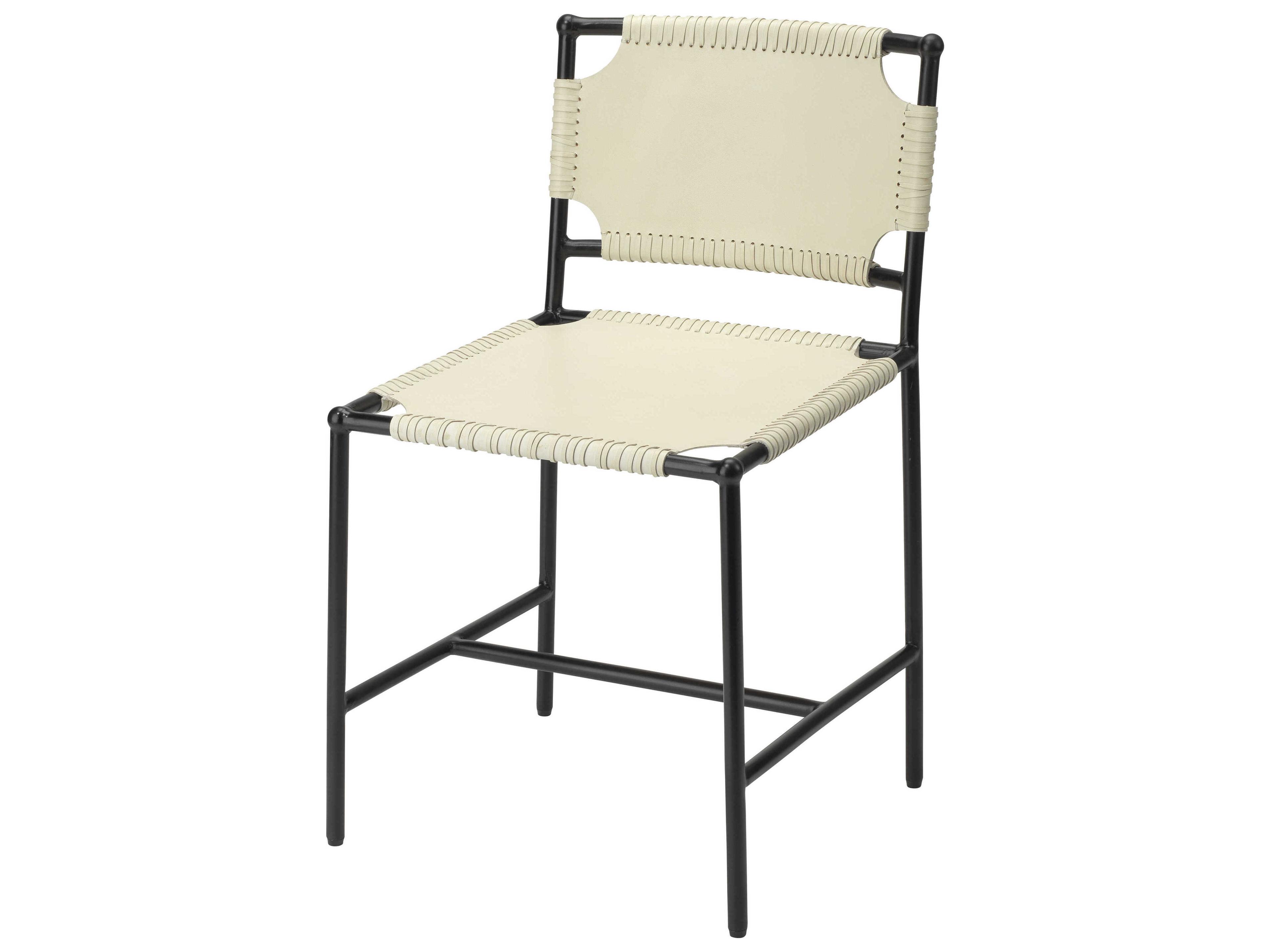 Jamie Young Asher Leather White Upholstered Side Dining Chair