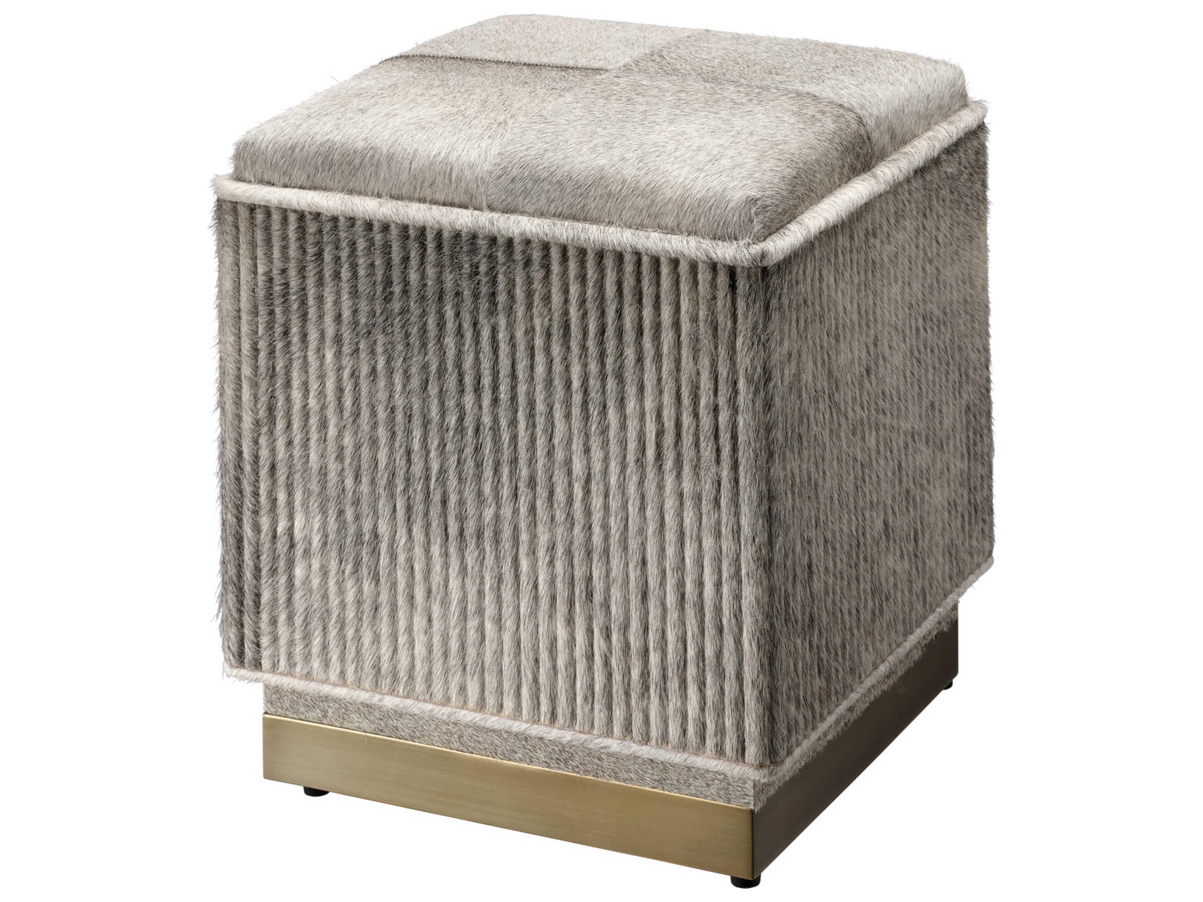 Jamie Young Easton 16" Hide Grey Ottoman