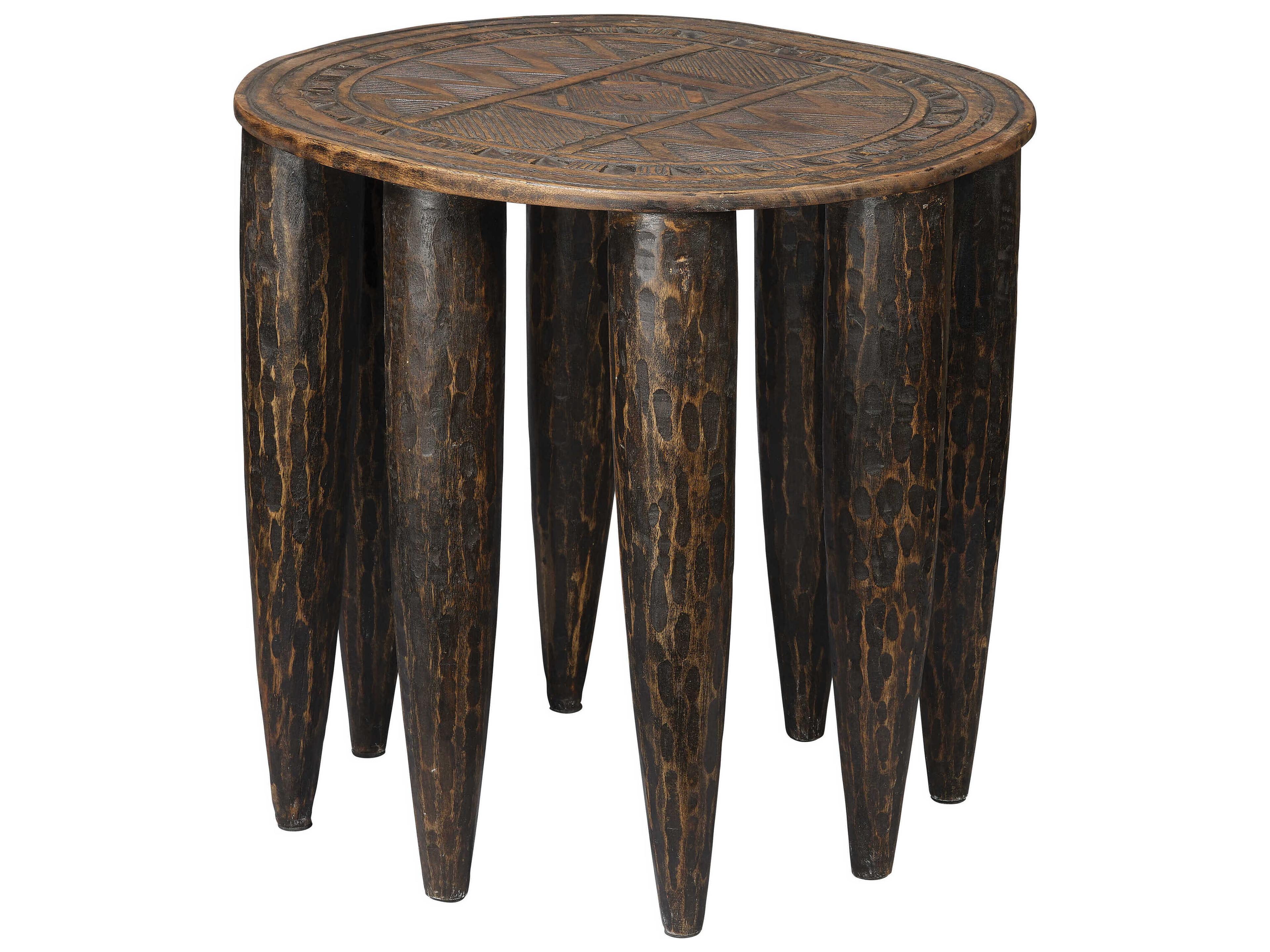 Jamie Young Naga Dark Antique Brown Accent Stool