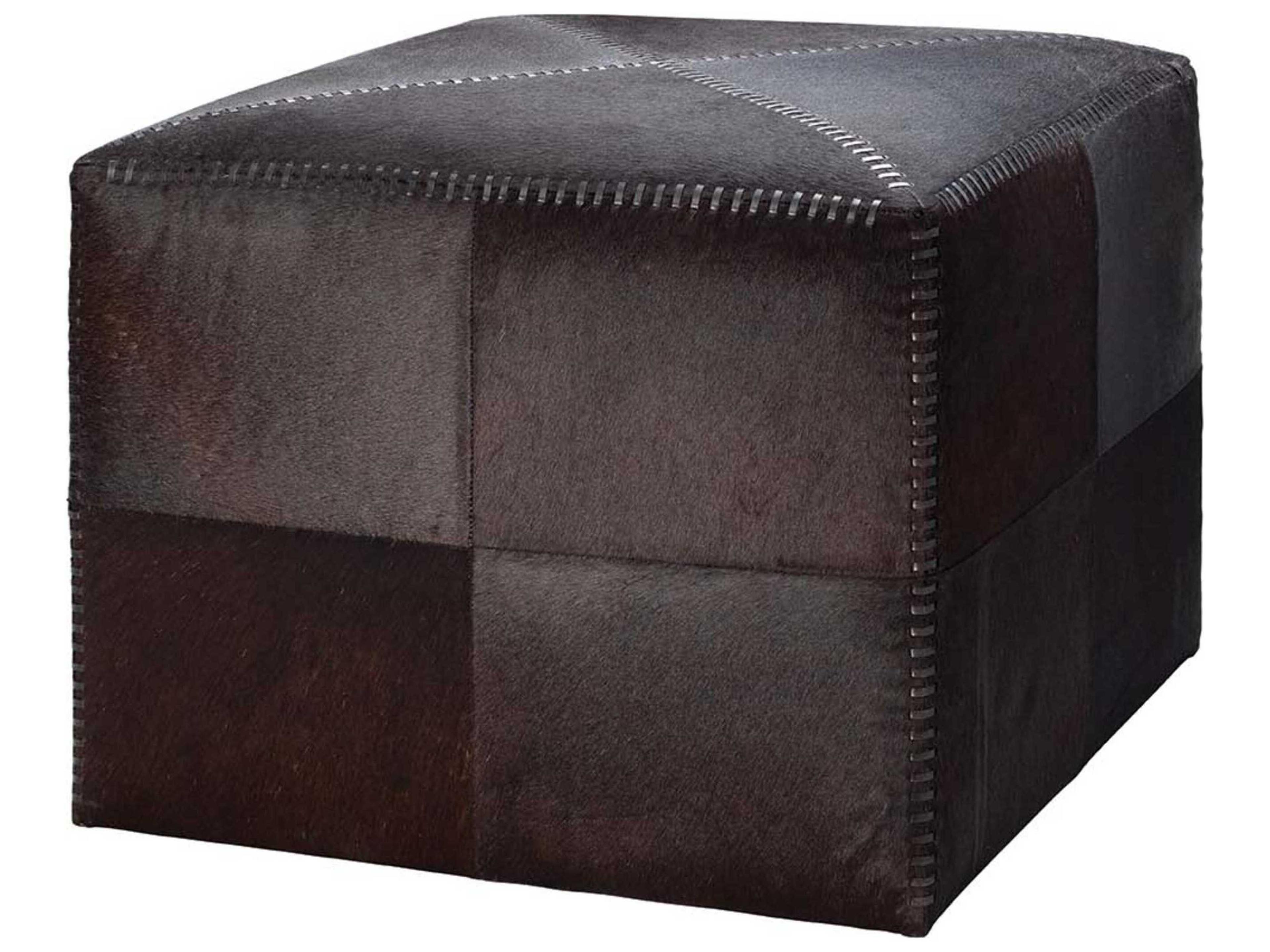 Jamie Young Espresso Dark Brown Leather Ottoman