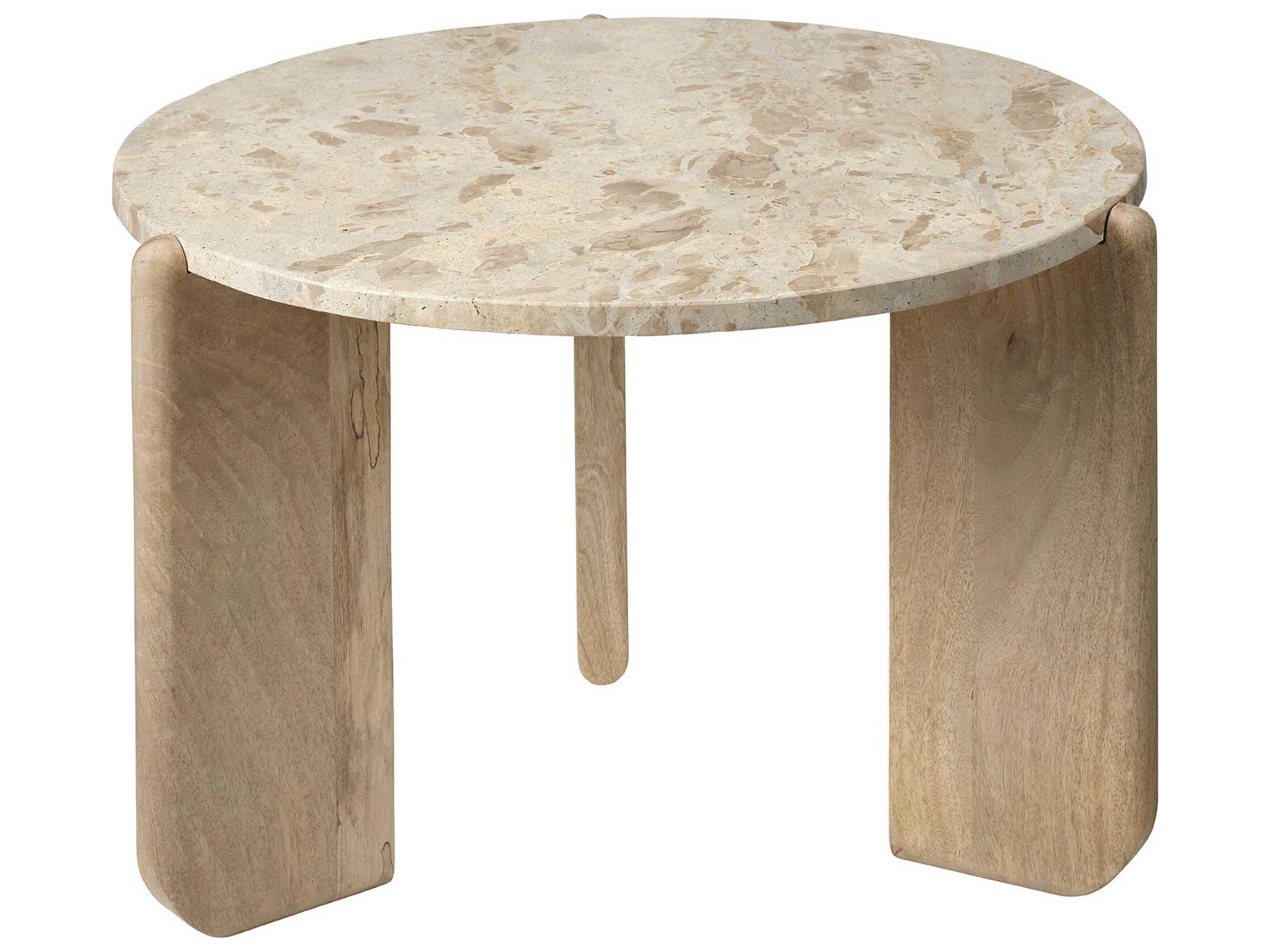 Jamie Young Quarry 28" Round Stone Natural Coffee Table