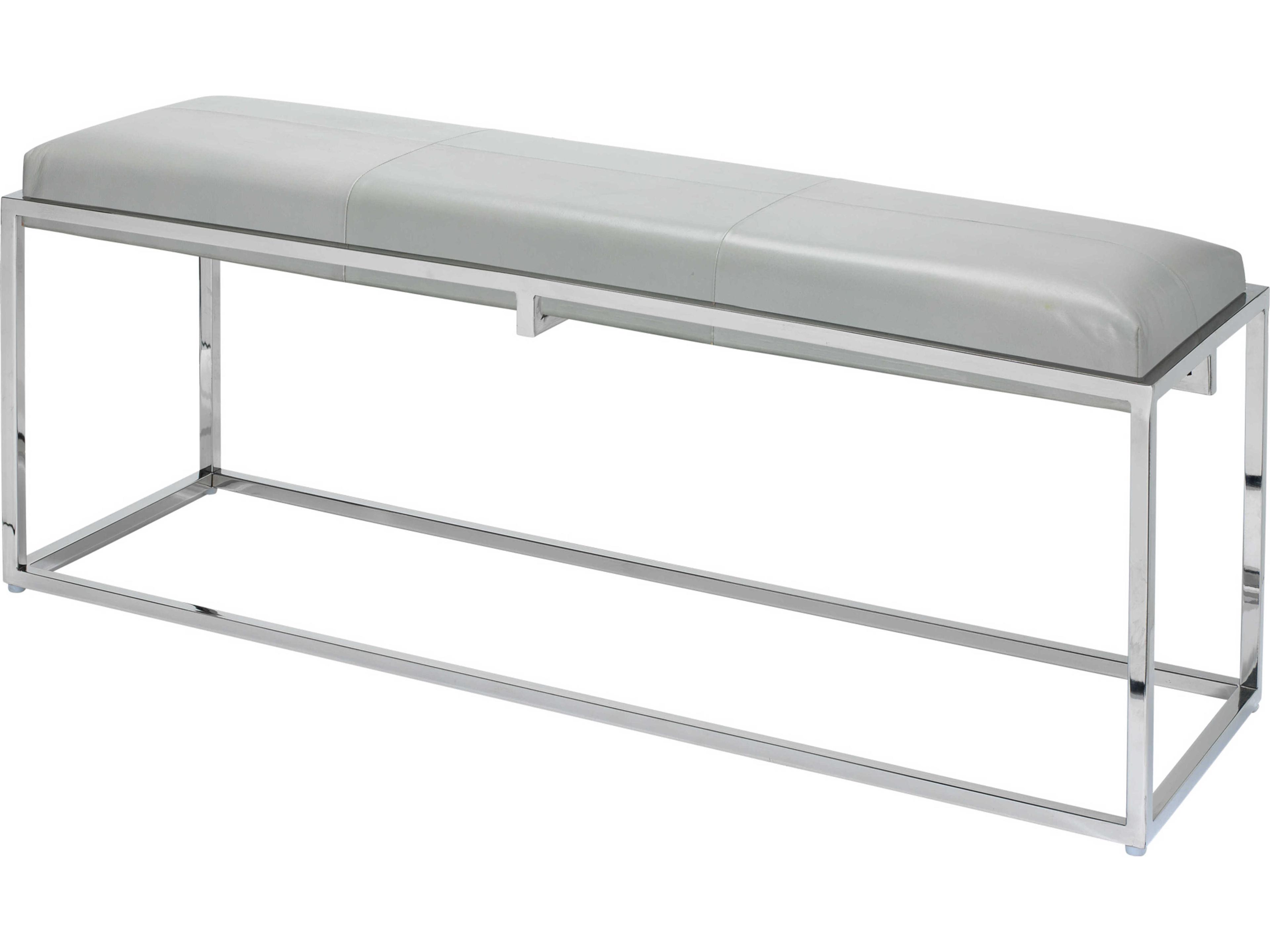 Jamie Young Shelby Dove Nickel Gray Leather Accent Bench