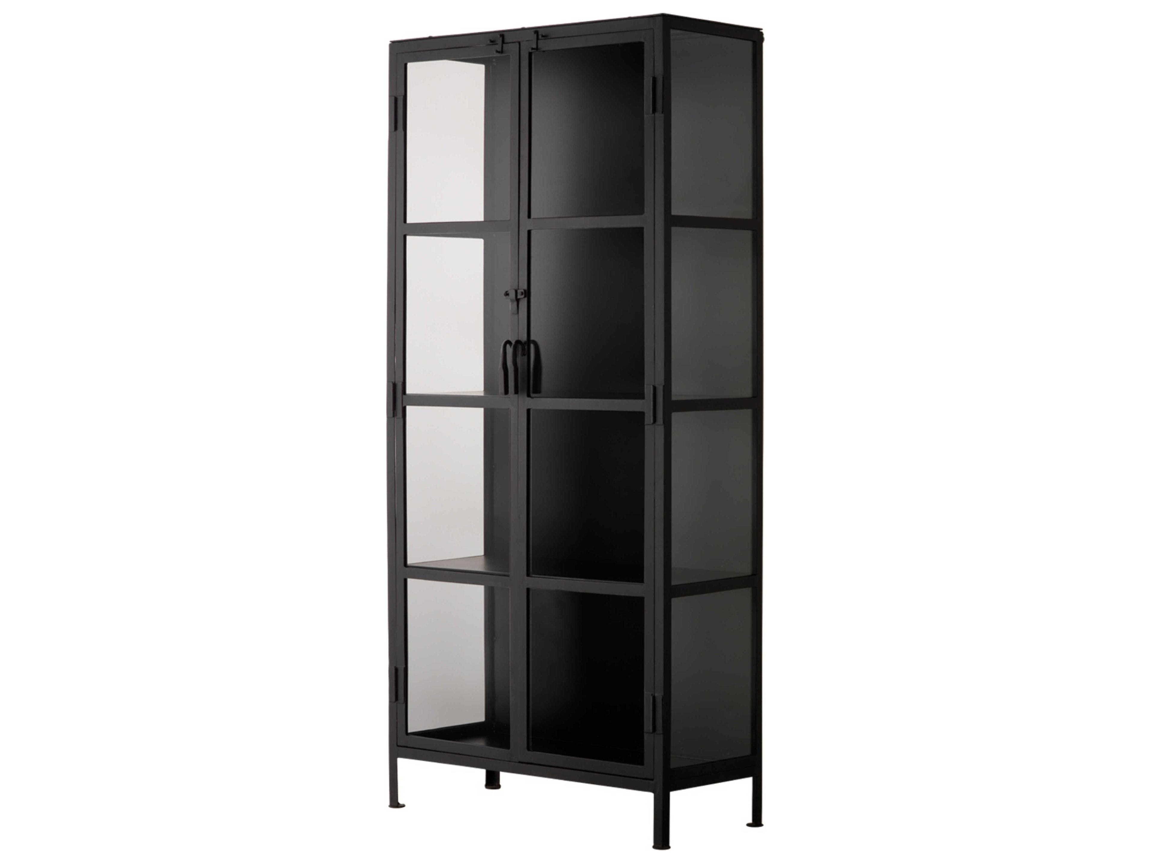 Jamie Young Black Iron & Clear Glass Curio Display Cabinet