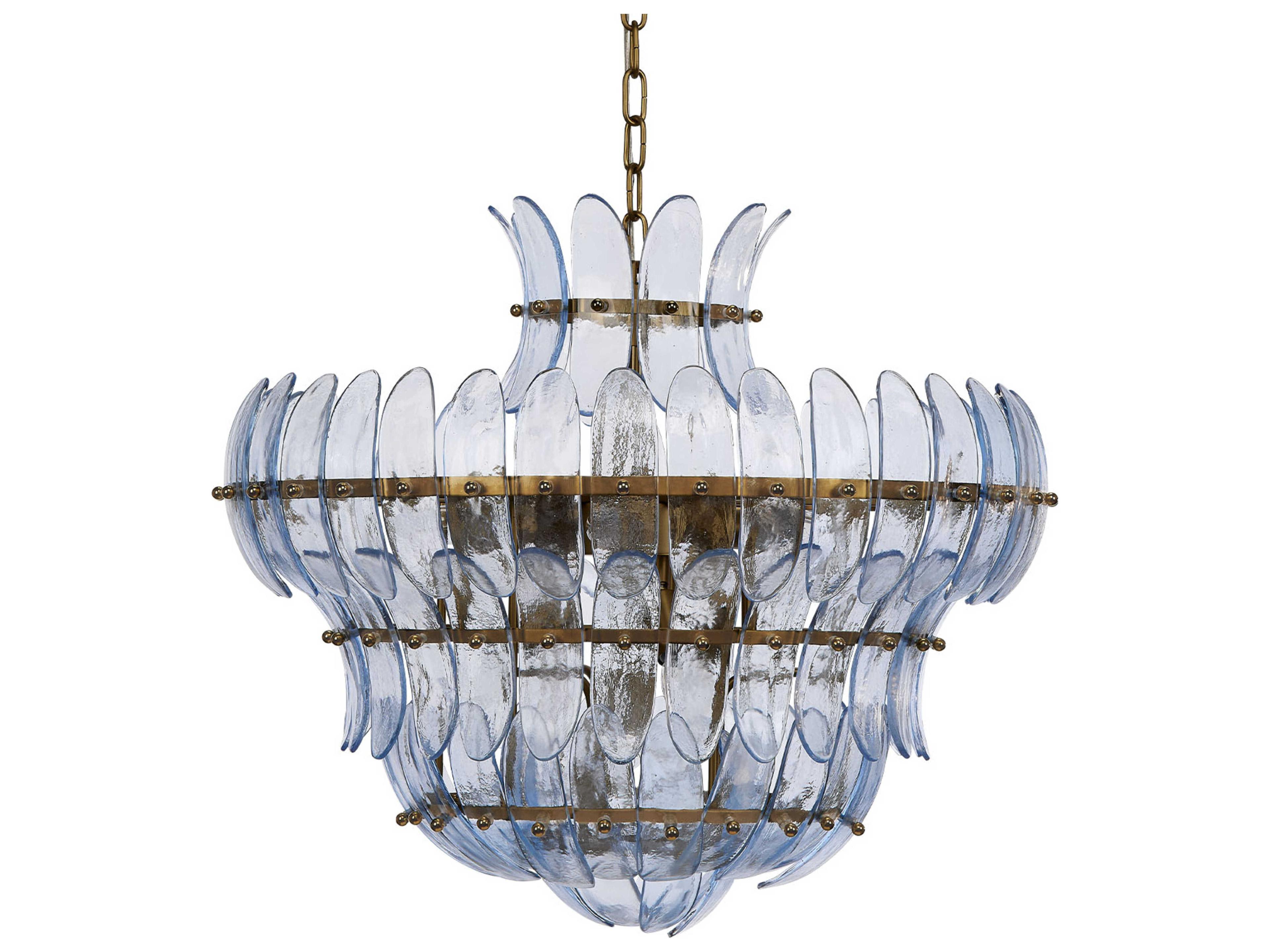 Jamie Young Arcade 10-Light Pale Blue Brass Chandelier