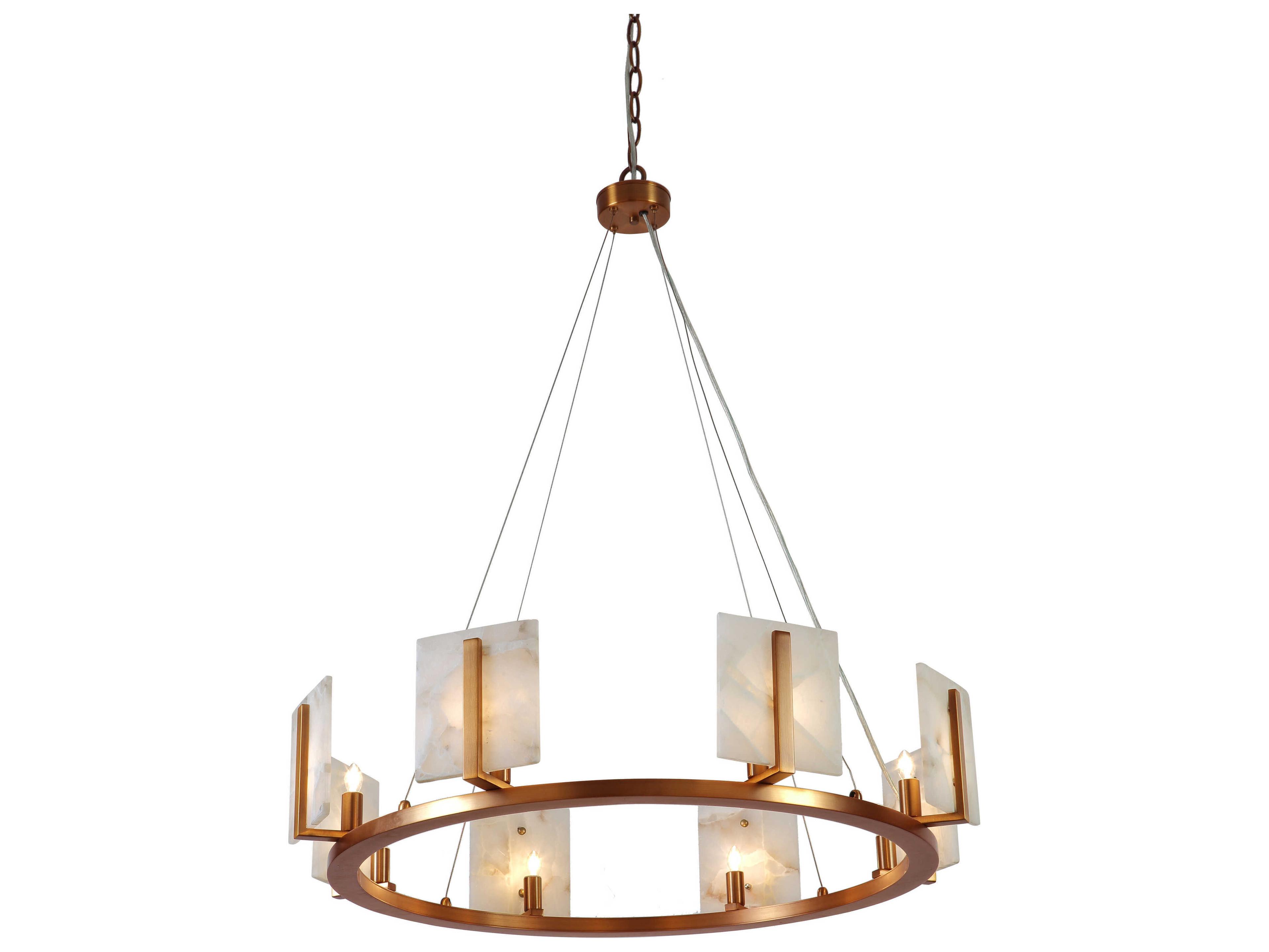 Jamie Young Halo 8-Light Antique Brass & Alabaster Off White Round Pendant